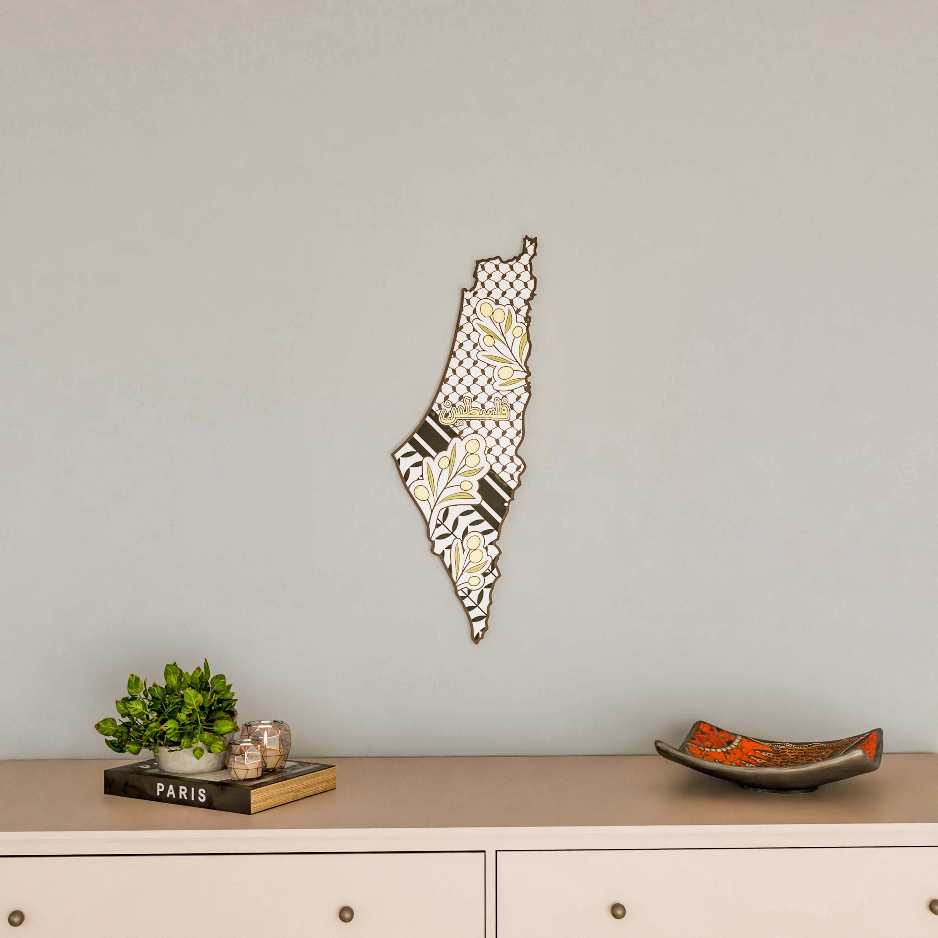 Palestine Map Islamic Wall Art Olive Branch Keffiyeh Design Palestinian Art Free Gaza Eid Gift for Muslim - image 4