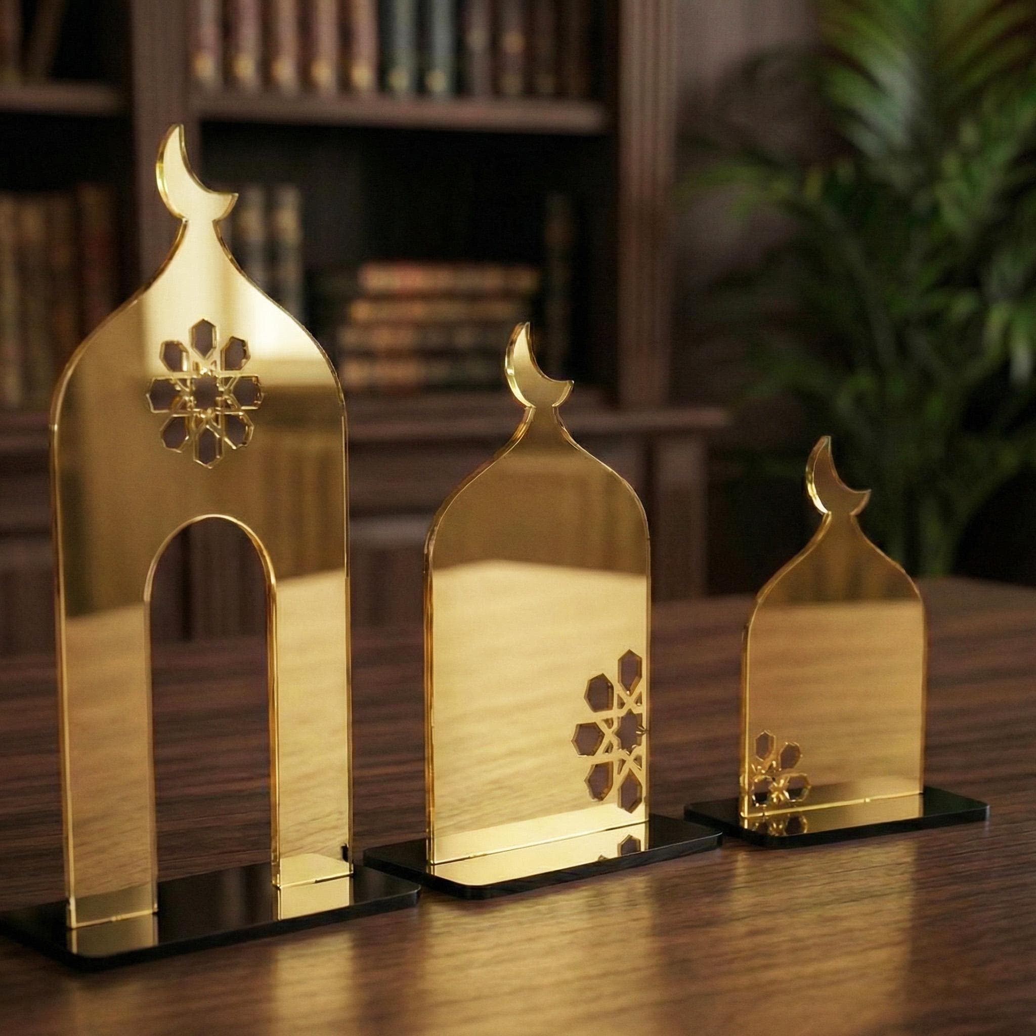Ramadan Minaret Set Islamic Home Decor Acrylic Mosque Stand Ramadan Table Decorations Eid Mubarak Gift