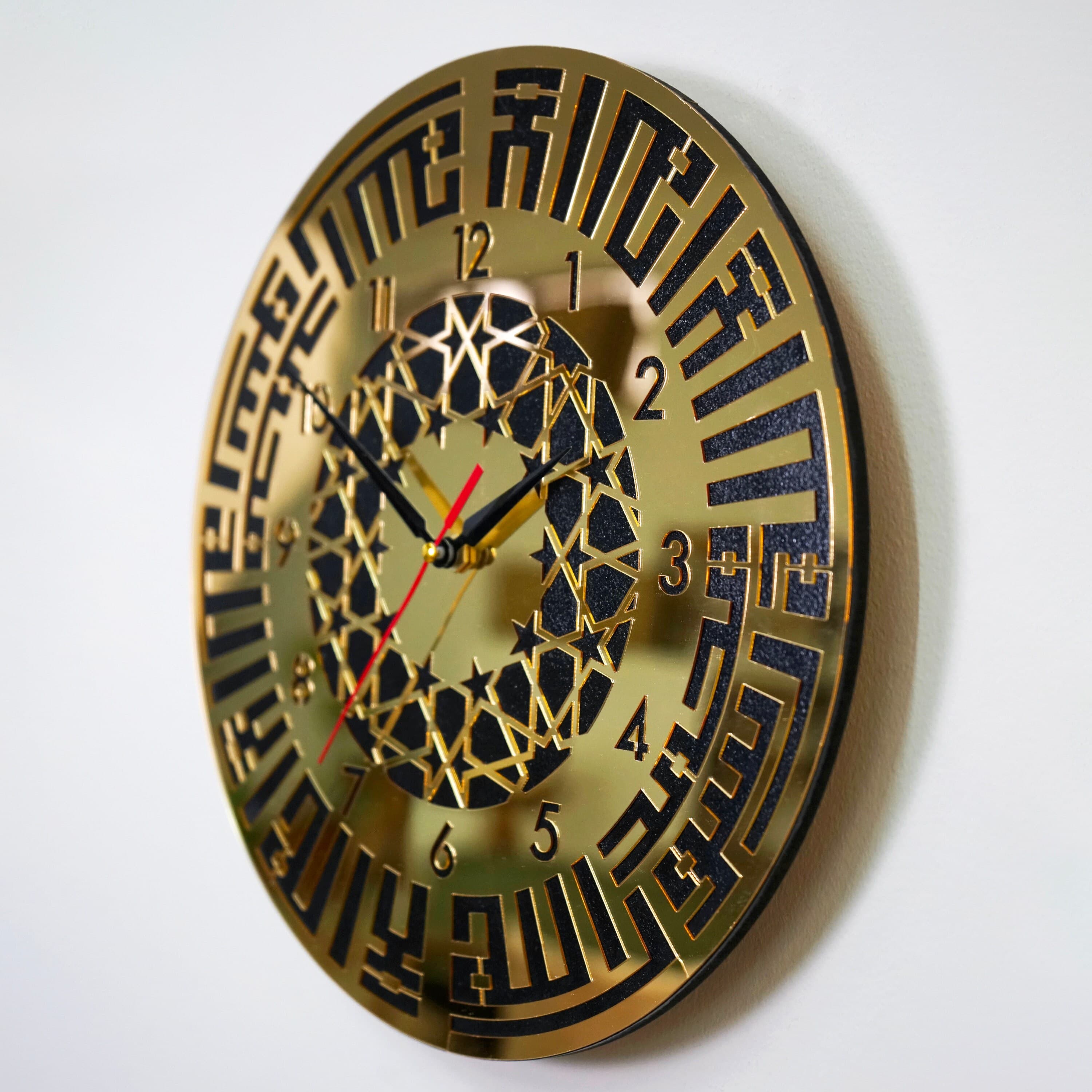 First Kalima Kufic Islamic Wall Art Clock with Latin Numbers, Wooden Acrylic Islamic Wall Art, Ramadan Decoration Arabic Clock, Eid Gift - image 3