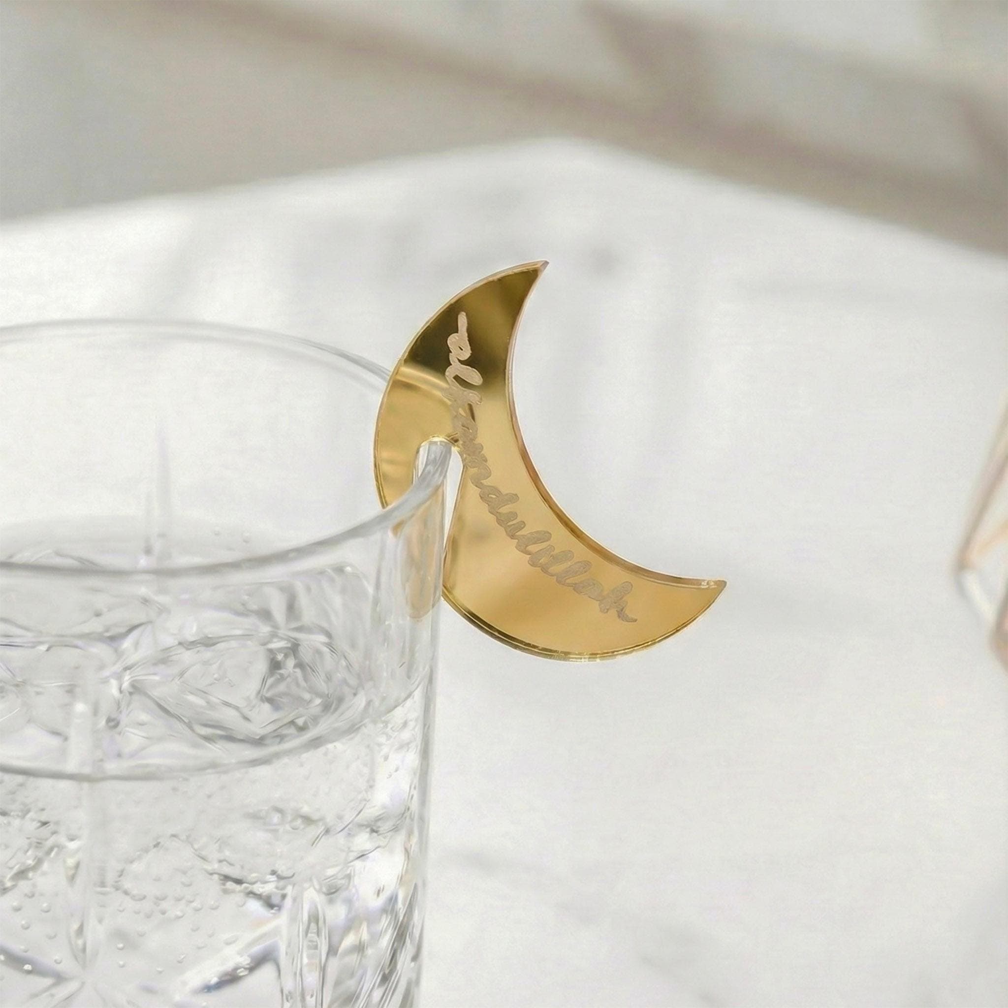 Crescent Moon Acrylic Drink Tags Islamic Glass Charms Ramadan Decoration Eid Table Decor