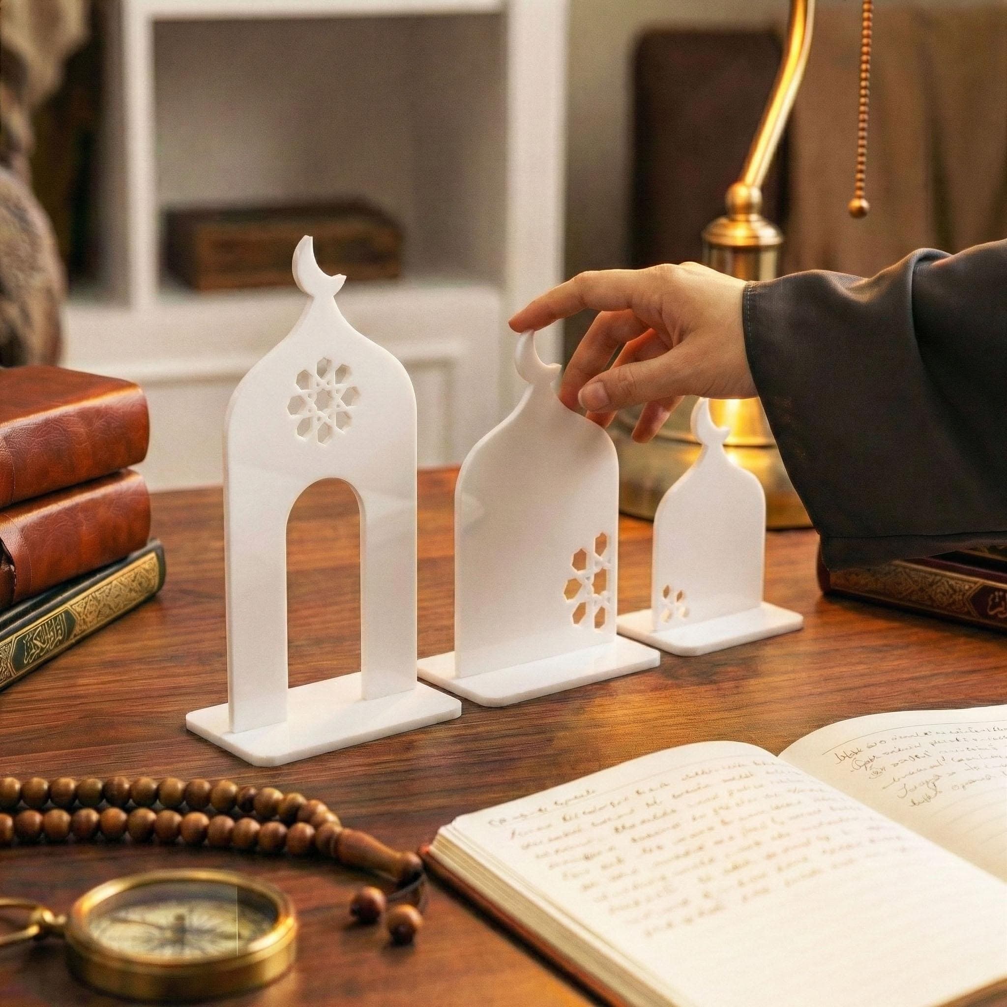 Ramadan Minaret Set Islamic Home Decor Acrylic Mosque Stand Ramadan Table Decorations Eid Gift