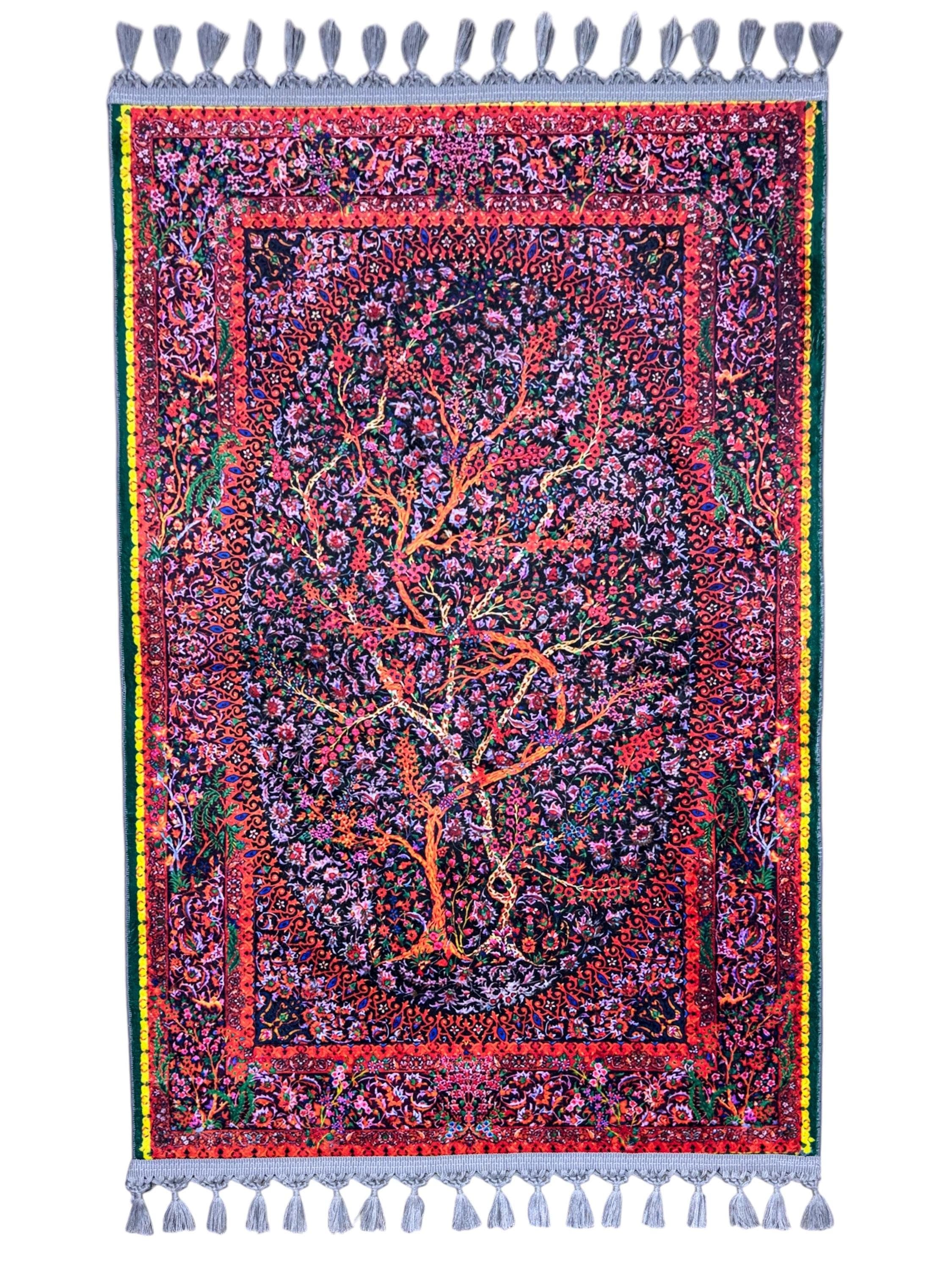 Floral Muslim Prayer Rug , Turkish Motif Islamic Decor , Ramadan , Tree , Wedding , Salah , Janamaz - image 4
