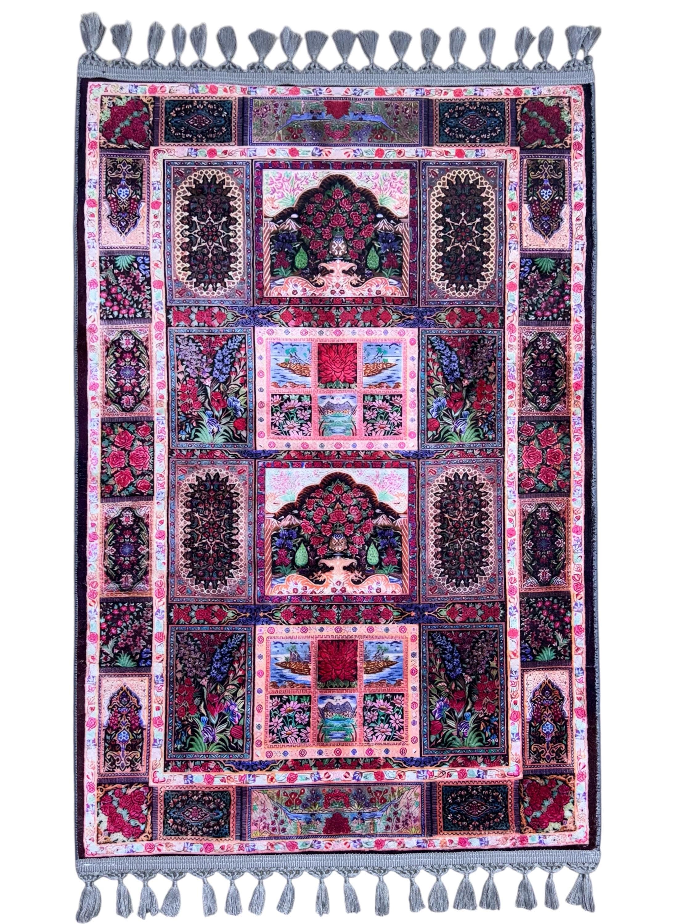 Floral Prayer Rug , Plush Muslim Prayer Mat, Islamic Ramadan Gift , Muslims Carpet , Runner - image 3