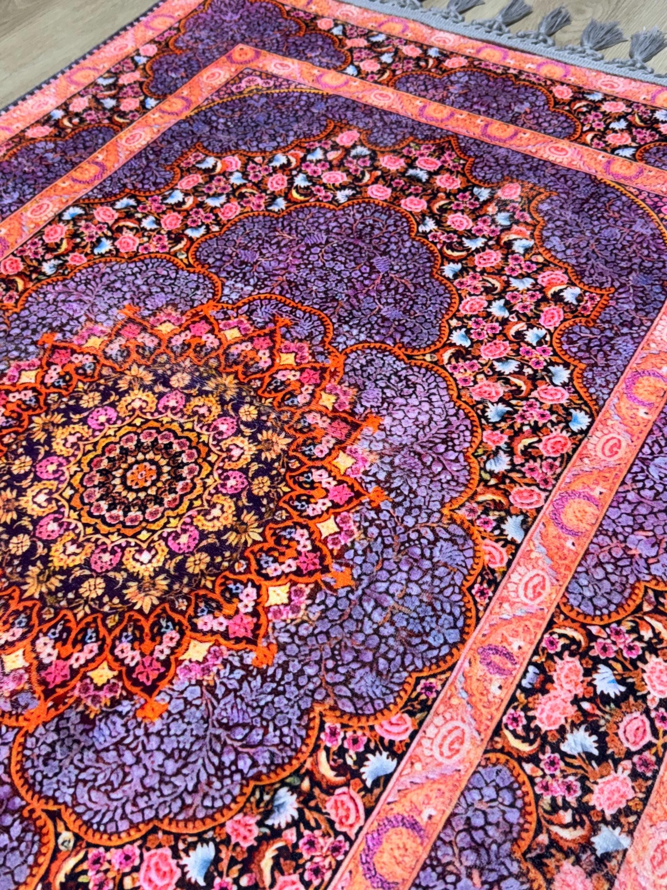 Soft Medallion Islamic Prayer Rug - Personalized Turkish Muslim Mat -PrayerRoom -Bedrooom -Ramadan Gift - image 4
