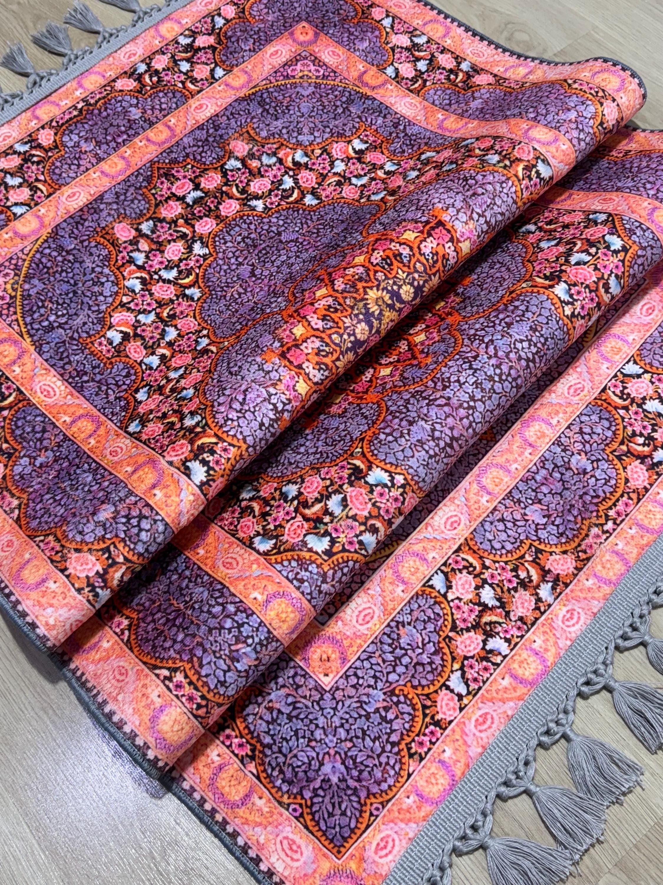 Soft Medallion Islamic Prayer Rug - Personalized Turkish Muslim Mat -PrayerRoom -Bedrooom -Ramadan Gift - image 5