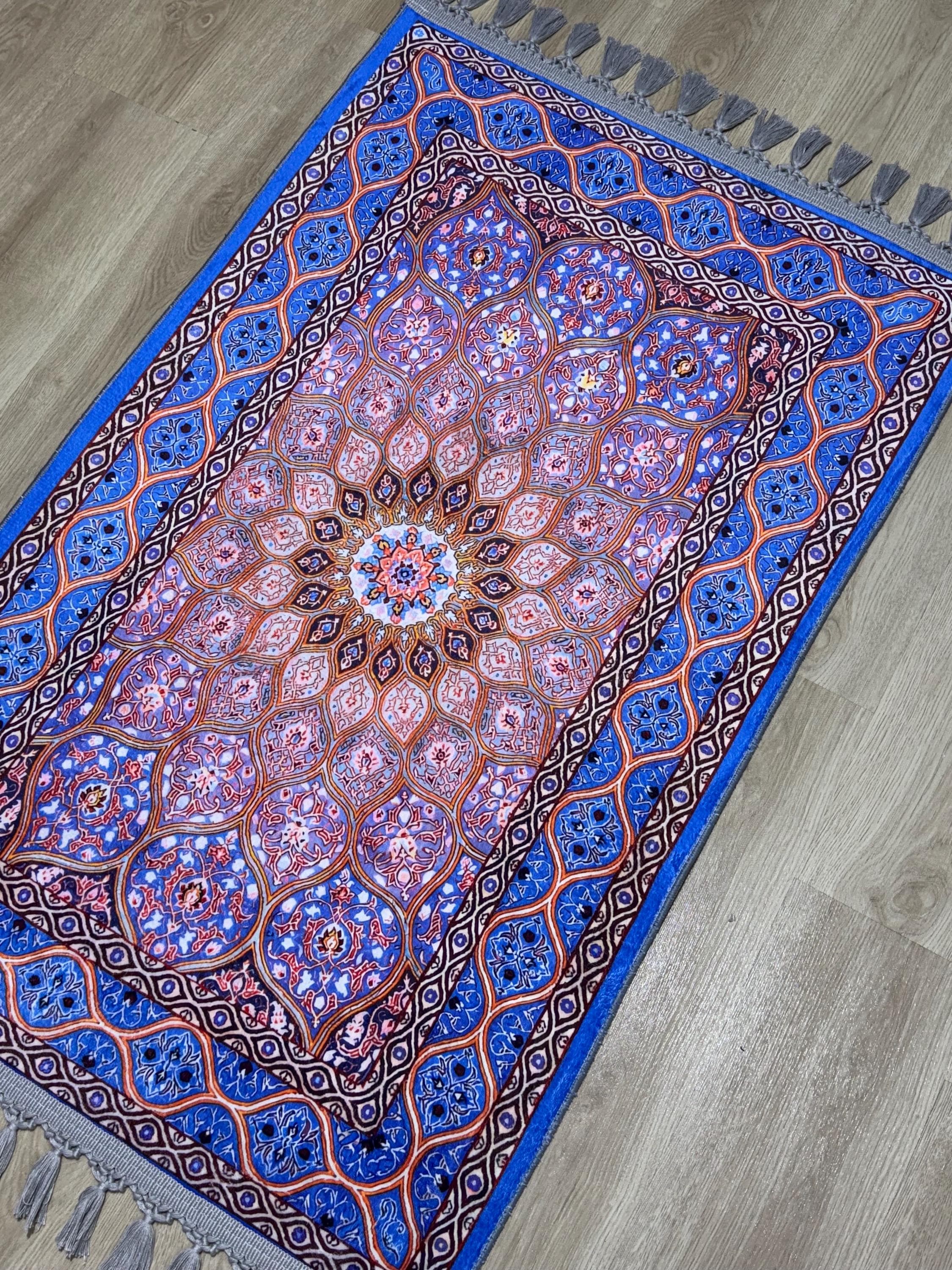 Soft Medallion Islamic Prayer Rug - Personalized Turkish Muslim  Mat -PrayerRoom -Bedrooom -Living Room, Sejadah