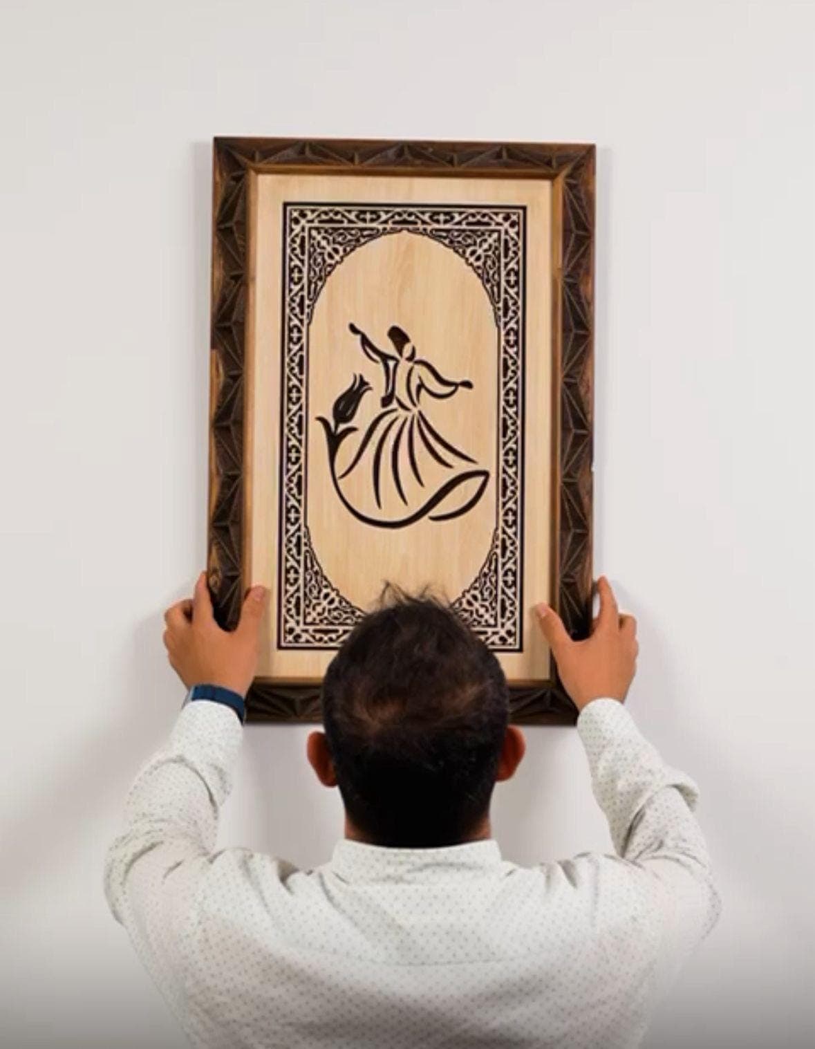 Personalized Islamic Wood Wall Art- CNC Carved Dervish Home Decor - image 3