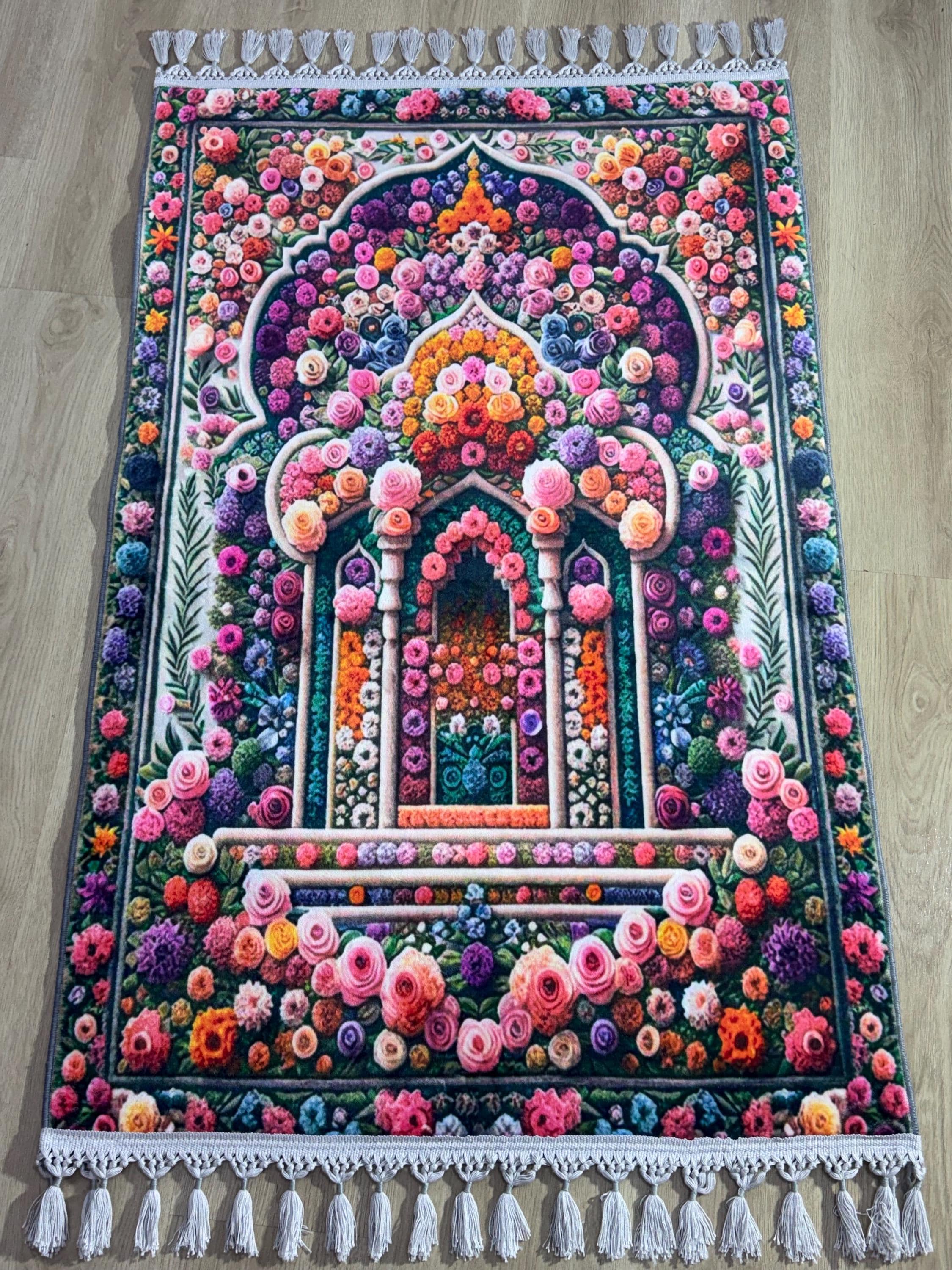 Mihrab Turkish Prayer Rug , Sejadah , Janamaz -Ramadan Eid Wedding Gift - Gebetsteppich, Floral Mat - image 3