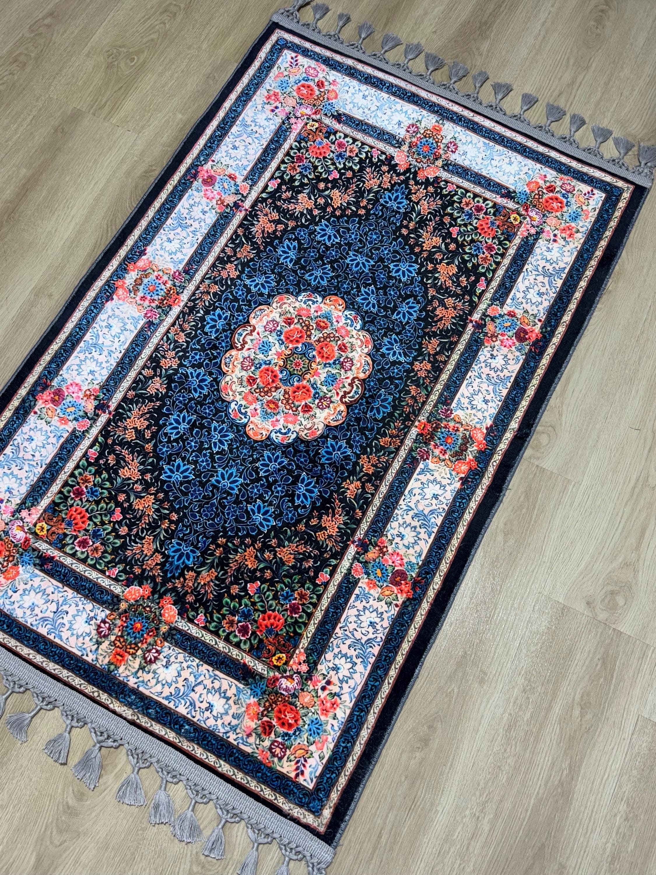 Soft Medallion Islamic Prayer Rug - Personalized Turkish Muslim  Mat -PrayerRoom -Bedroom -Living Room, Janamaz