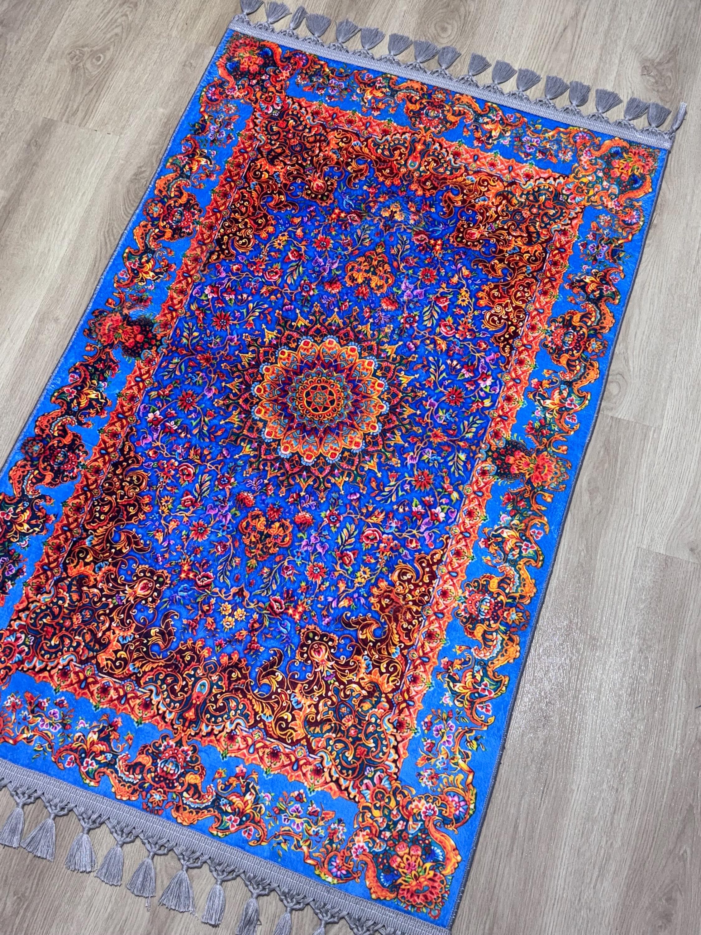 Soft Medallion Islamic Prayer Rug - Personalized Turkish Muslim  Mat -PrayerRoom -Bedrooom -Living Room, Sejadah