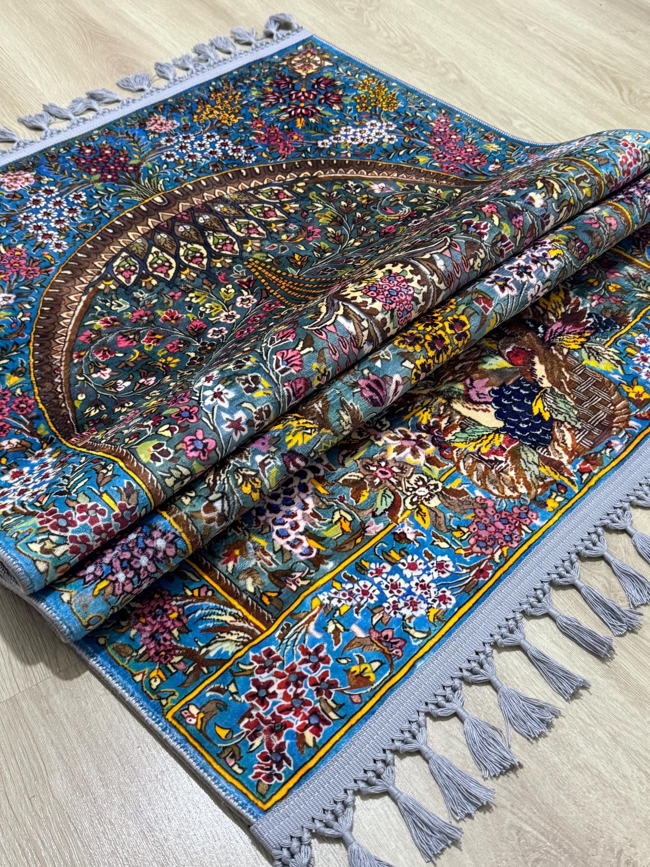 Floral Turkish Prayer Rug, islamic Muslim Gift-Ramadan Gift - Janamaz - Gebetsteppich - image 3