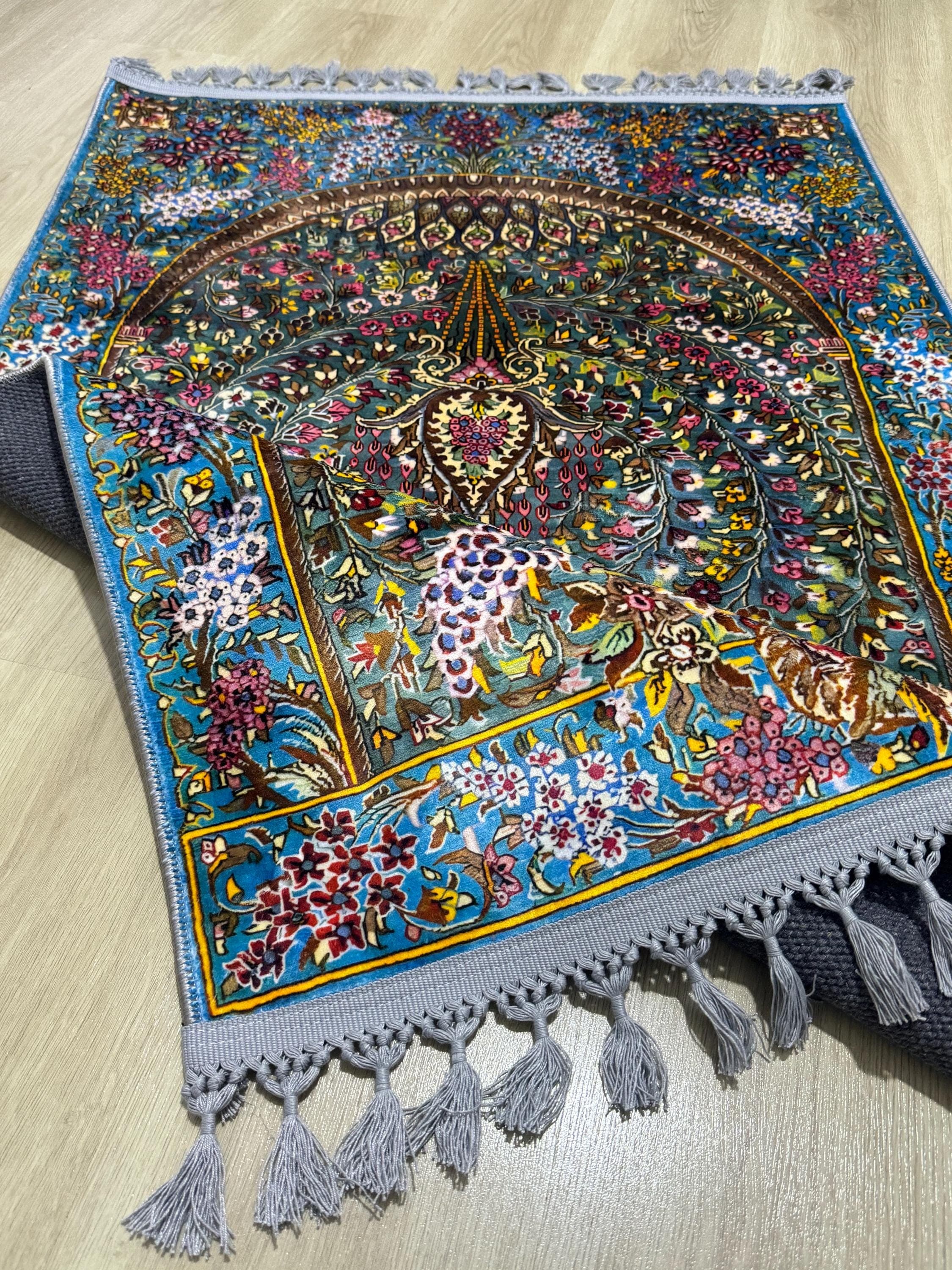 Floral Turkish Prayer Rug, islamic Muslim Gift-Ramadan Gift - Janamaz - Gebetsteppich - image 4