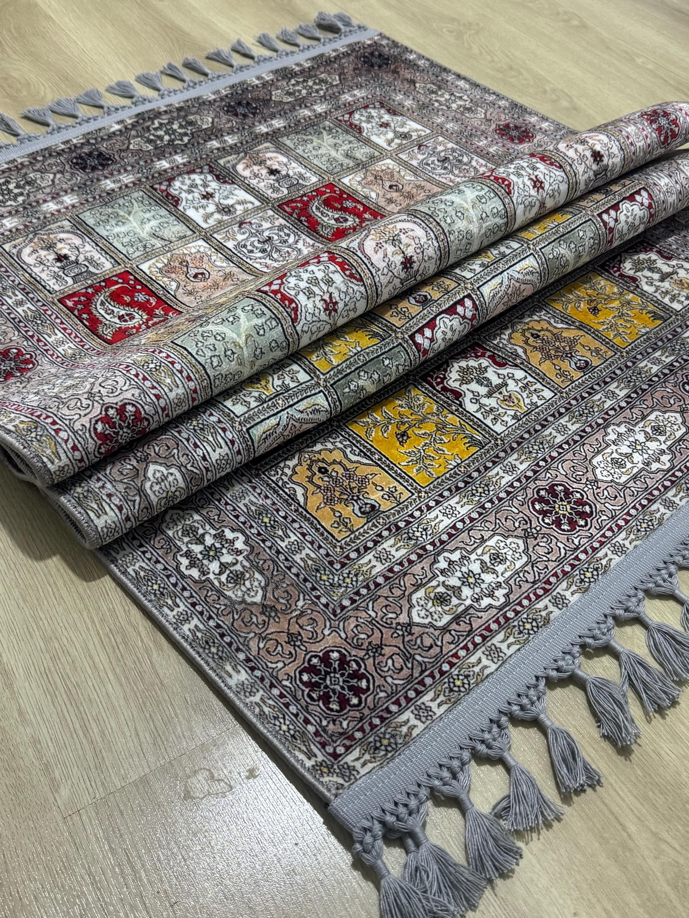 Geometric Mihrab Turkish Prayer Rug , Large Islamic Prayer Mat, Red Green Carpet-Ramadan Eid Wedding - image 3