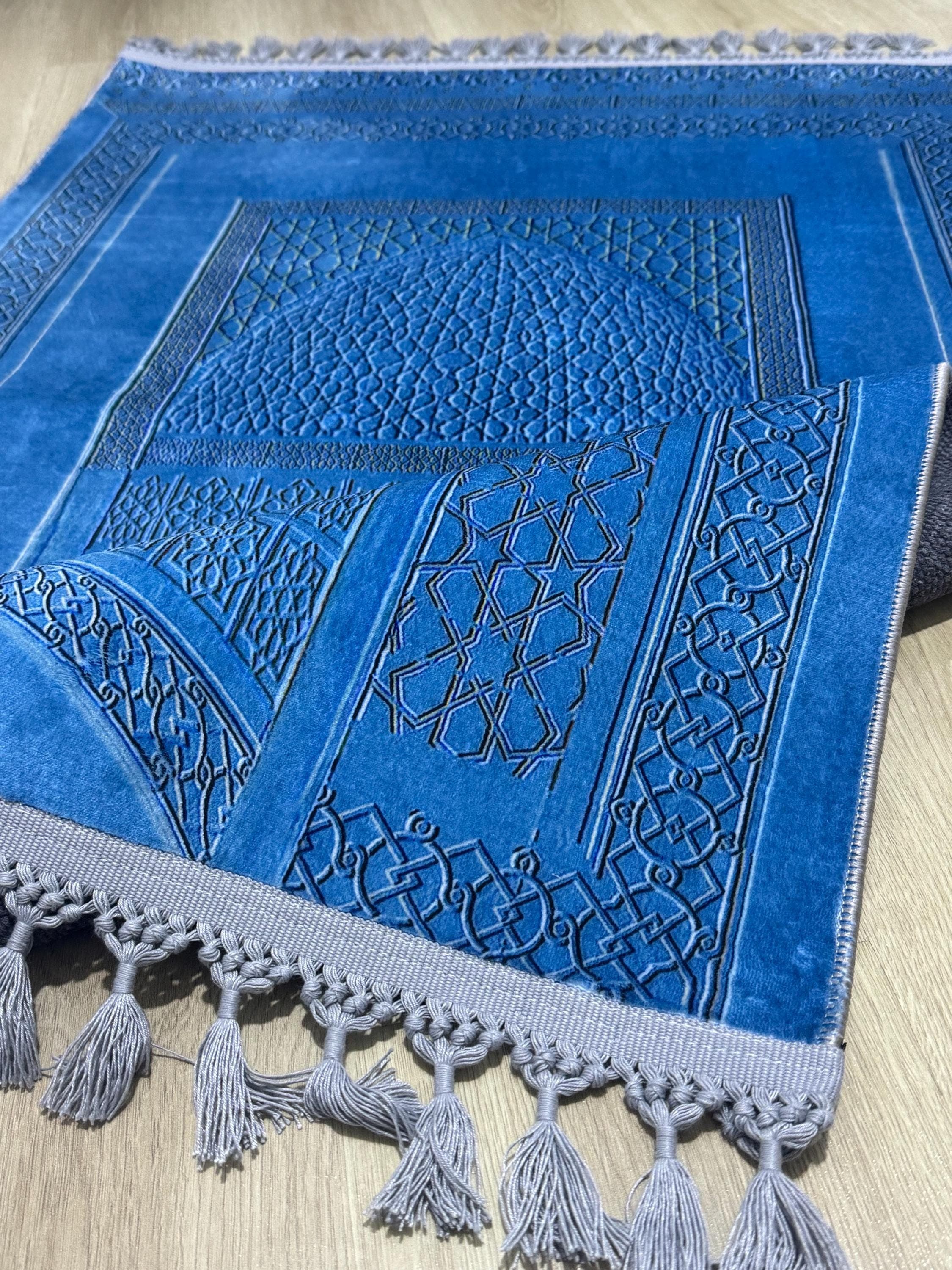 Personalised Prayer Mat – Turkish Islamic Soft Muslim Prayer Rug- Green Janamaz -Sejadah- Ramadan Gift - image 3