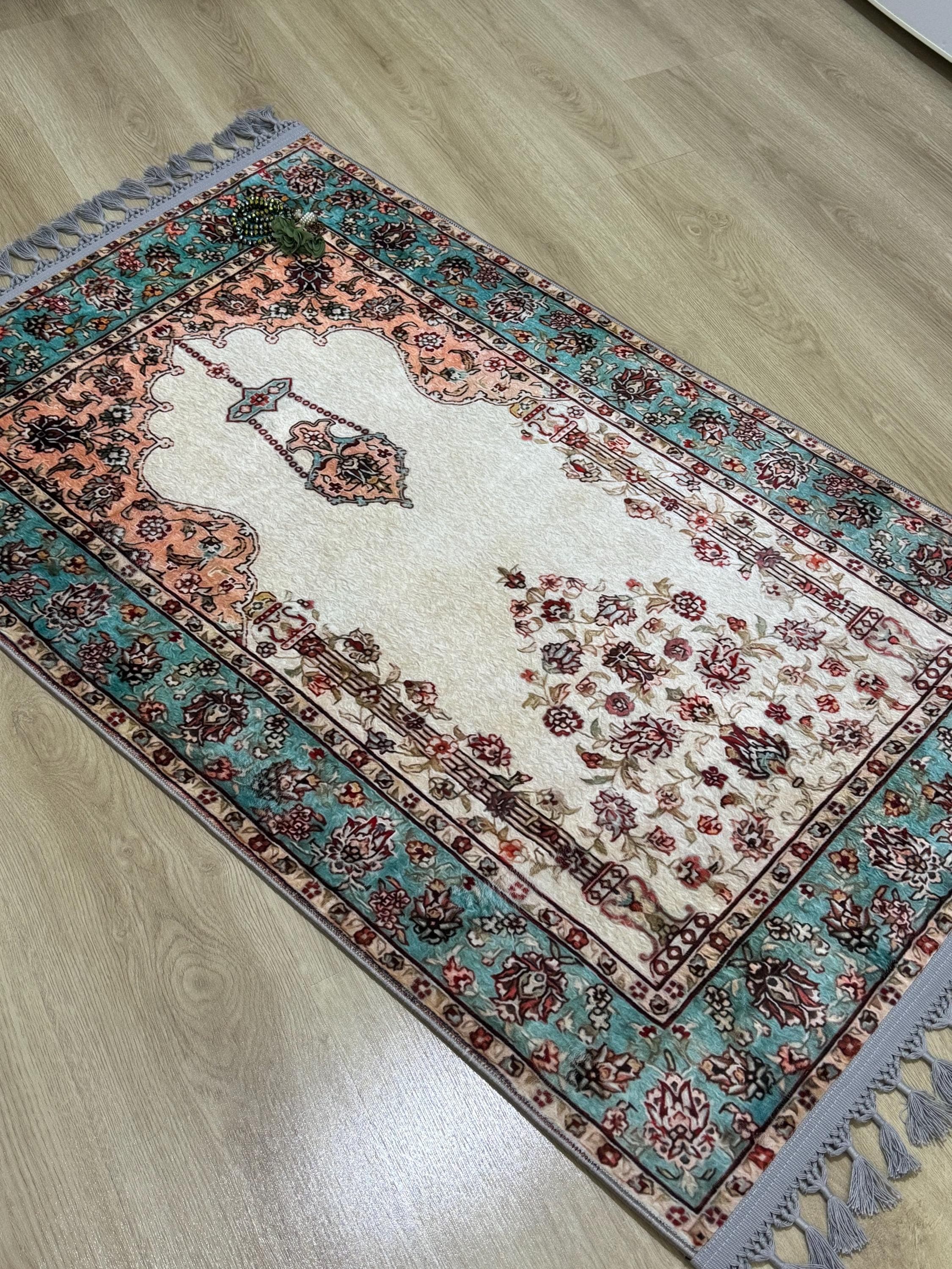Prayer Mat – Turkish Islamic Soft Muslim Prayer Rug- Janamaz - Sejadah - Muslims Gift - Ramadan - image 3