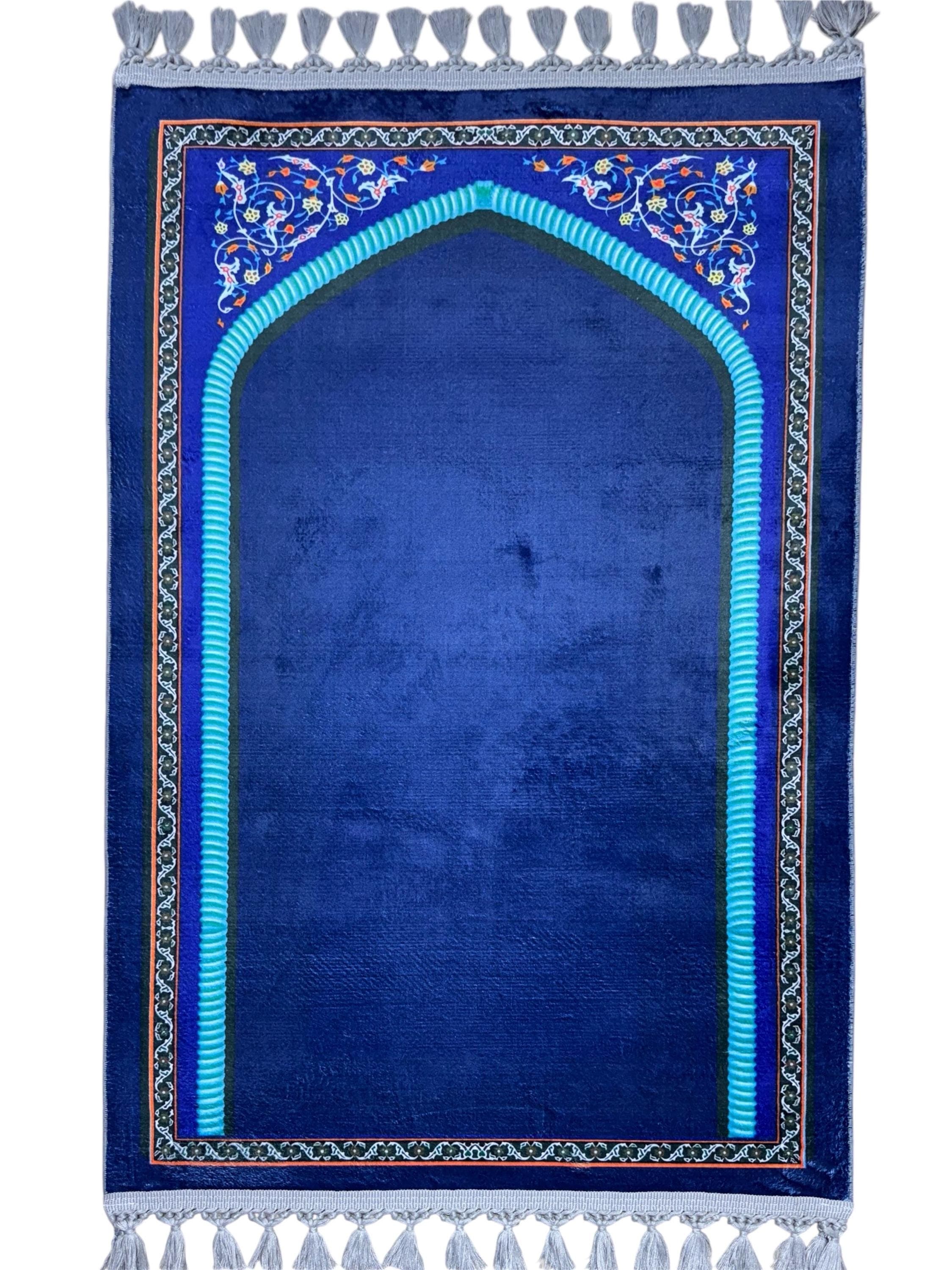 Blue Turkish Prayer Rug , Islamic Prayer Mat, Mosque Decor- Mihrab Salah - Janamaz - Gebetsteppich - image 3