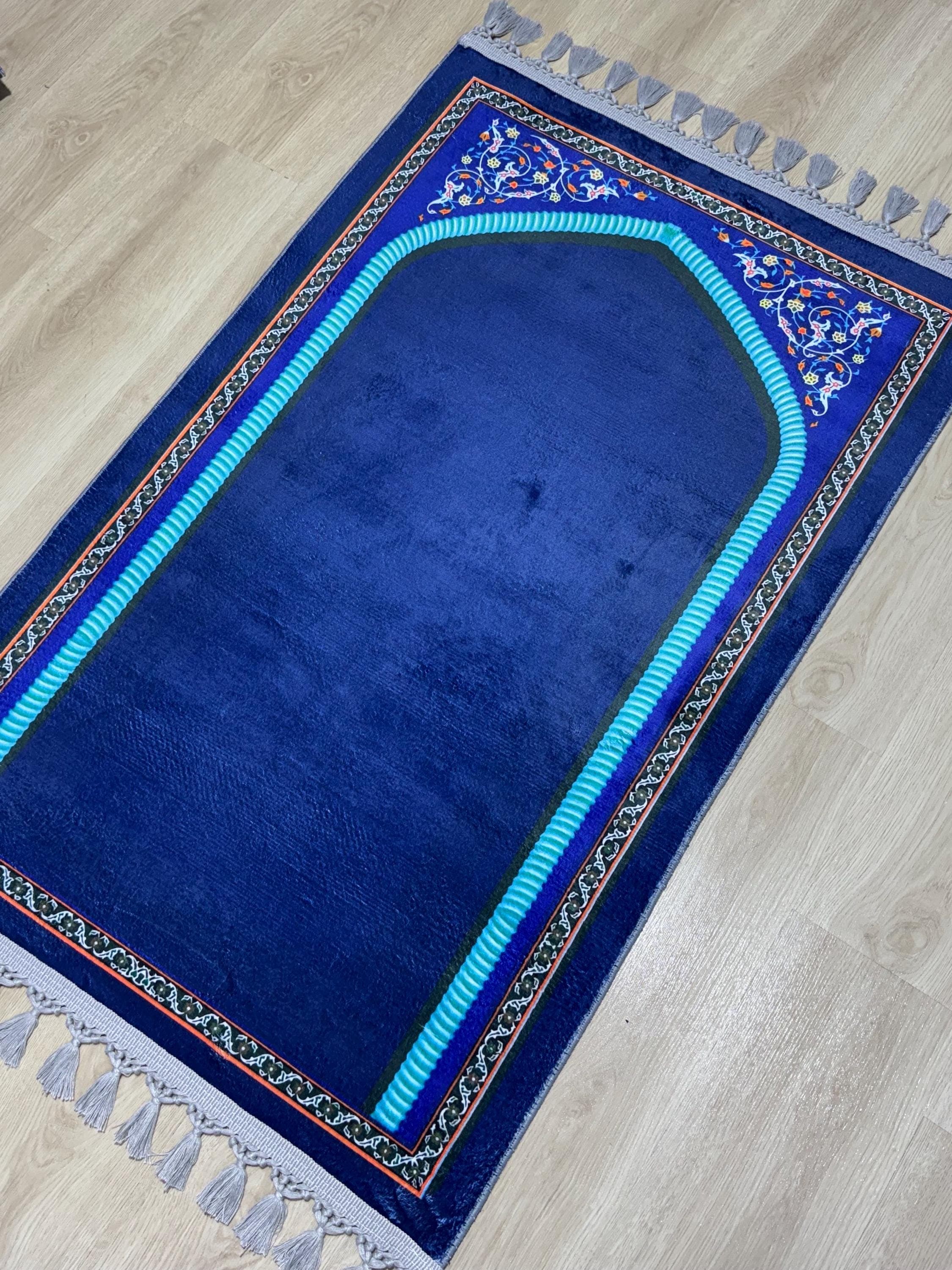 Blue Turkish Prayer Rug , Islamic Prayer Mat, Mosque Decor- Mihrab Salah - Janamaz -  Gebetsteppich