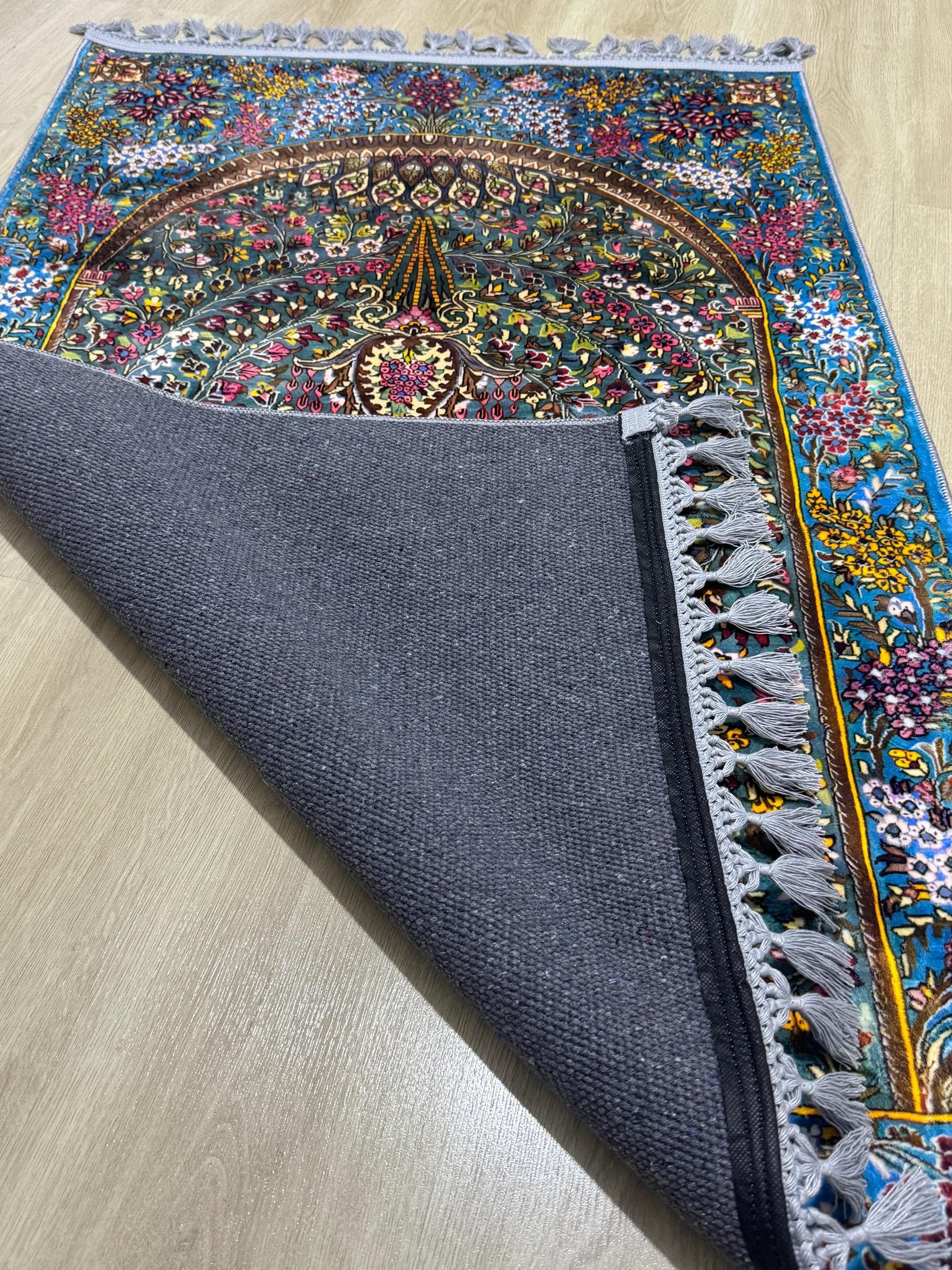 Floral Turkish Prayer Rug, islamic Muslim Gift-Ramadan Gift - Janamaz - Gebetsteppich - image 5