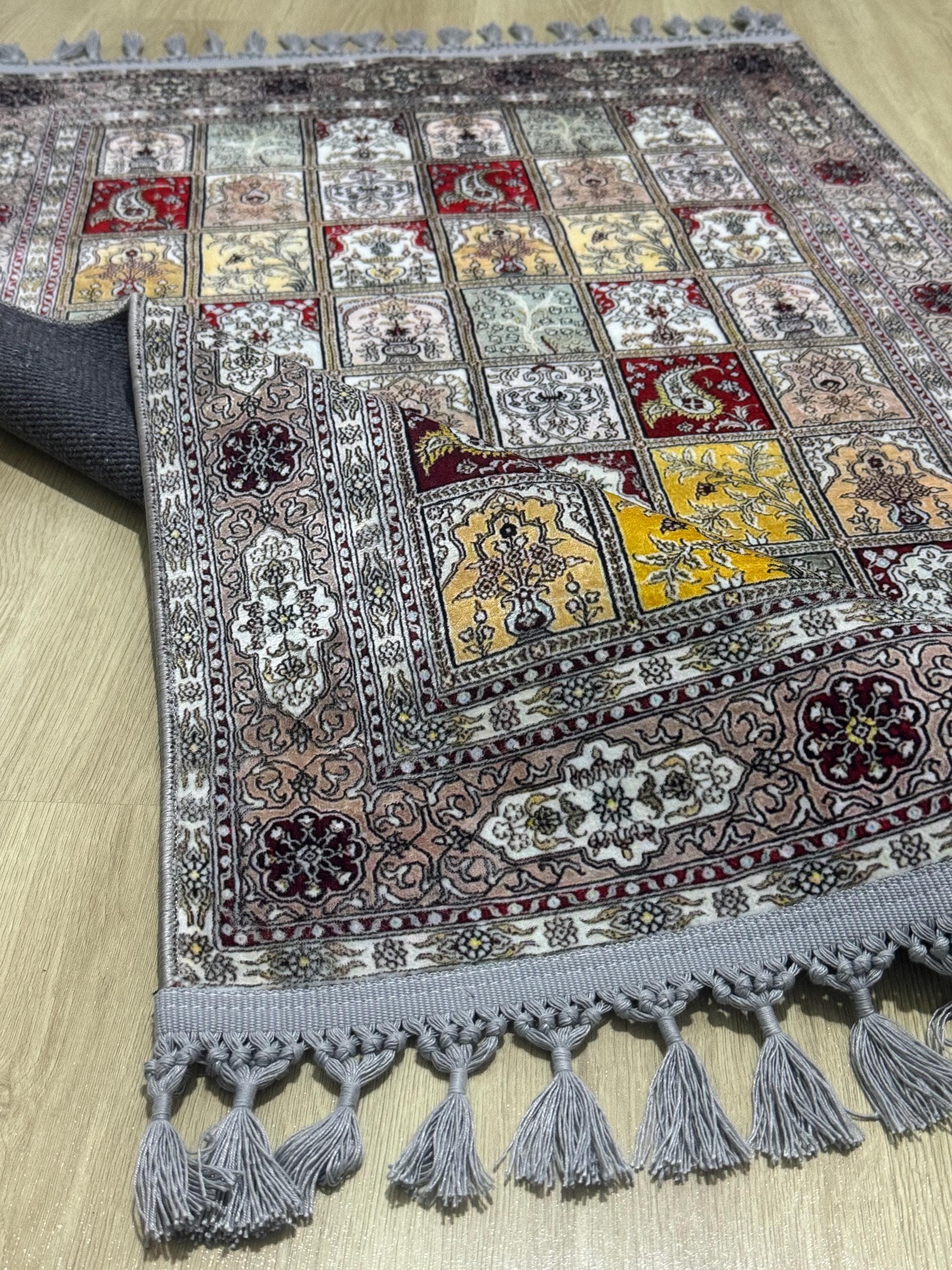 Geometric Mihrab Turkish Prayer Rug , Large Islamic Prayer Mat, Red Green Carpet-Ramadan Eid Wedding - image 4