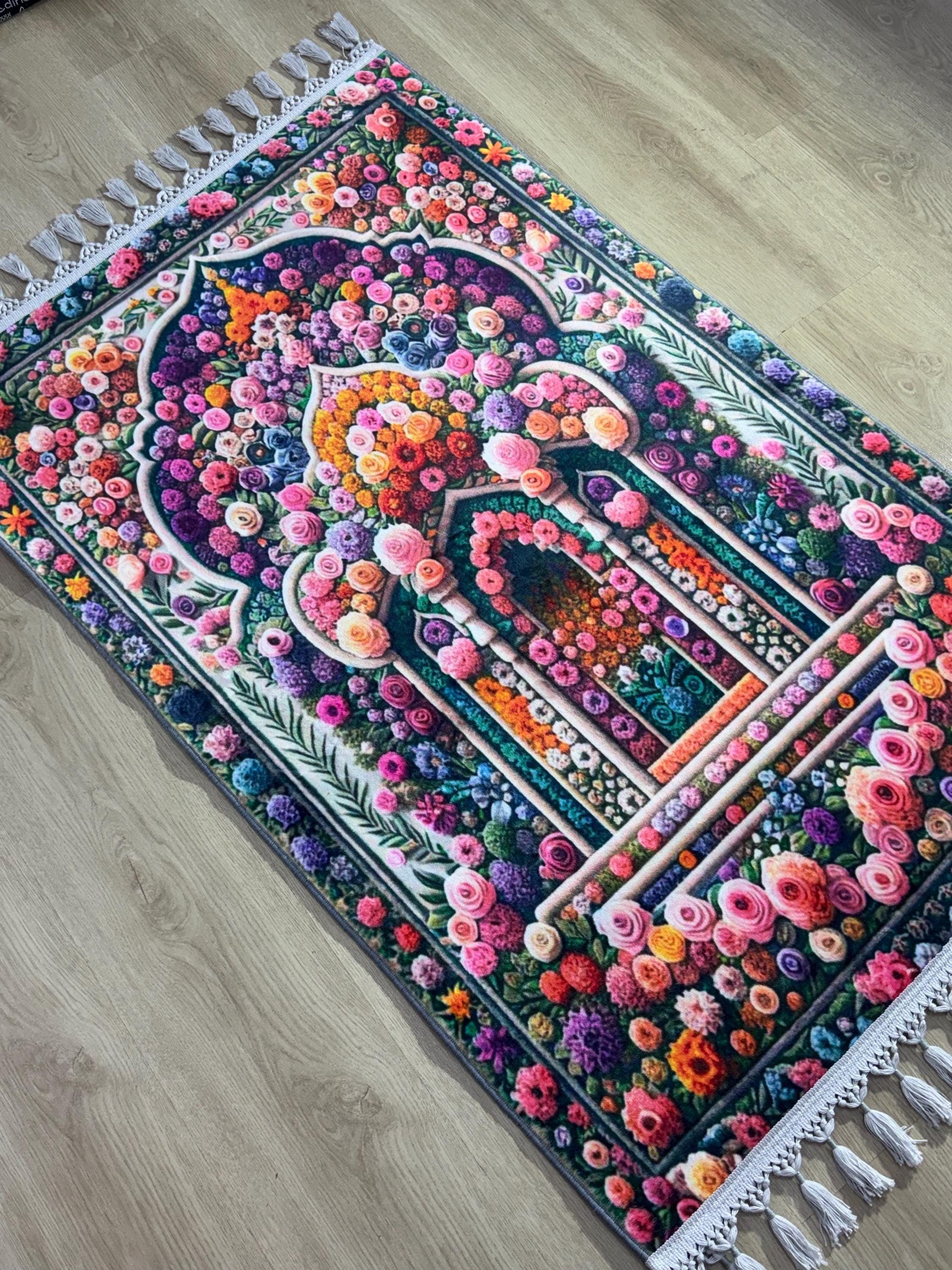 Mihrab Turkish Prayer Rug , Sejadah , Janamaz -Ramadan Eid Wedding Gift - Gebetsteppich, Floral Mat