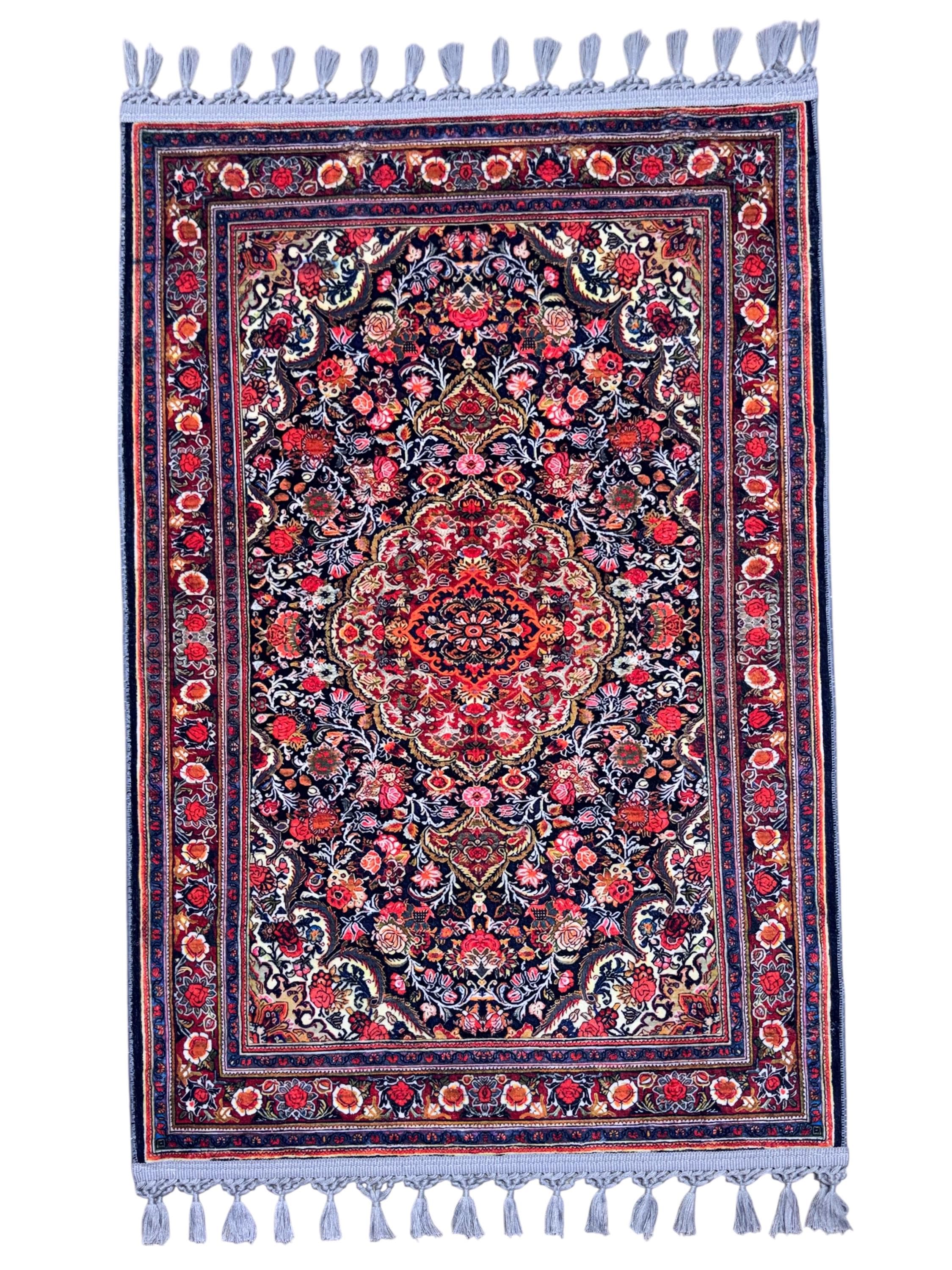 Floral Muslim Prayer Rug , Turkish Motif Islamic Decor -Ramadan Gift -Sejadah - Janamaz - Salah - Mihrab - image 3