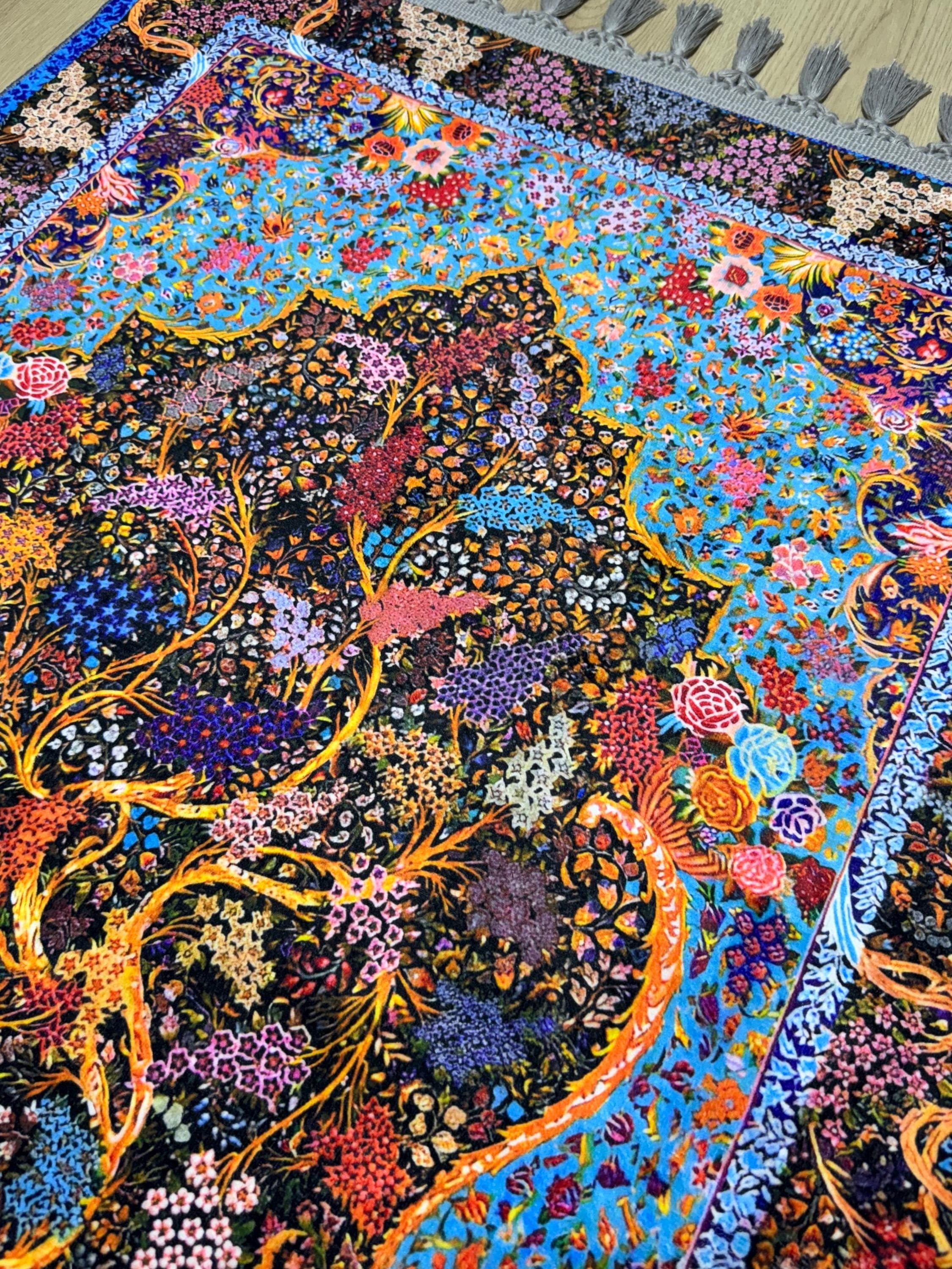 Floral Turkish Prayer Rug, islamic Muslim Gift - Ottoman Carpet - Ramadan Gift - Gebetsteppich - Sejadah - image 4