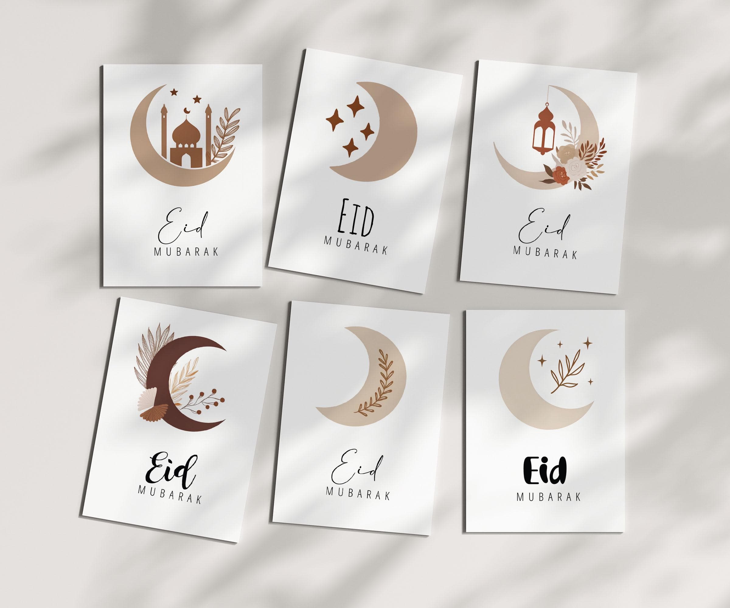 Printable Eid Mubarak Cards, Islamic Greeting Cards Digital Download, Islamic Gifts, Islamic Eid Mubarak Digital Cards 5x7 in, A6, Moon Boho
