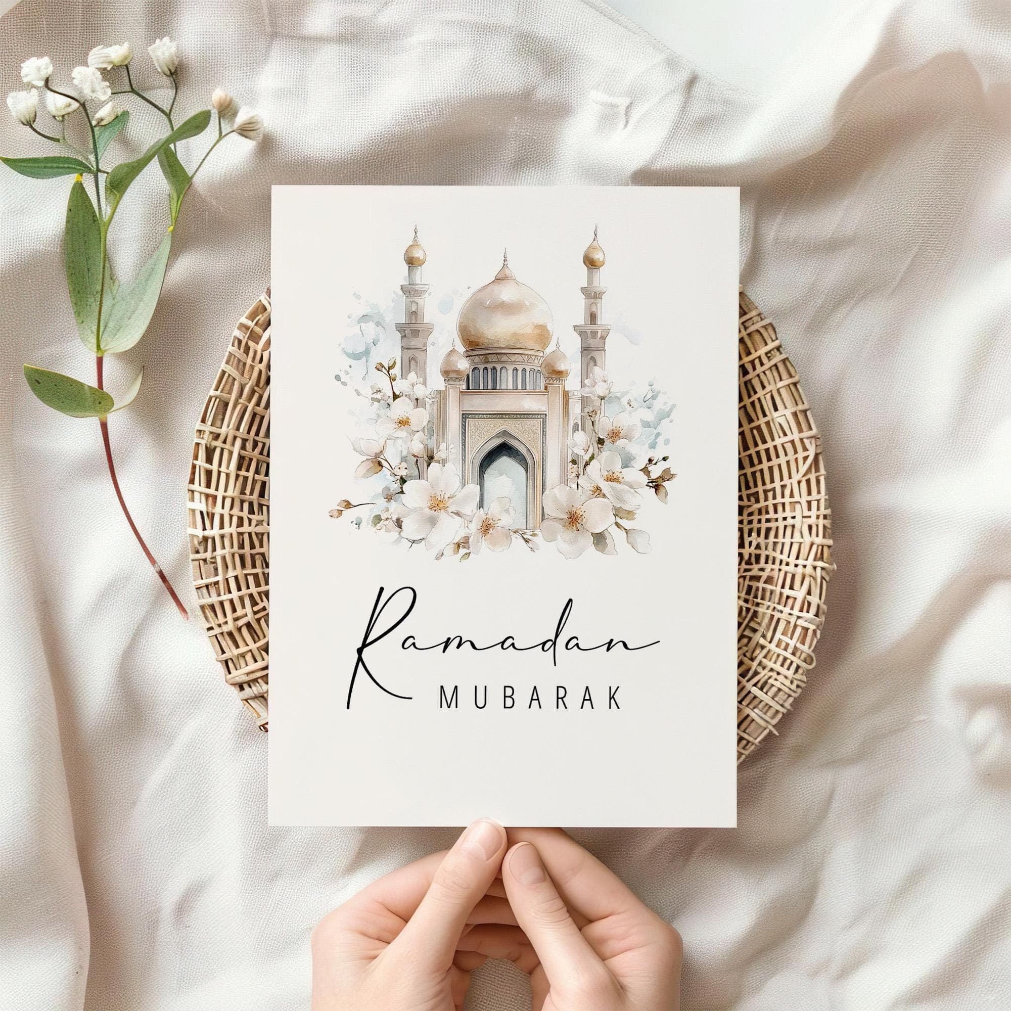 Set of 6 Ramadan Cards - Digital Download, Ramadan Gifts, Printable Islamic Modern Ramadan Decorations, A6, 5x7, 4x6 Greeting Cards Gold - image 3