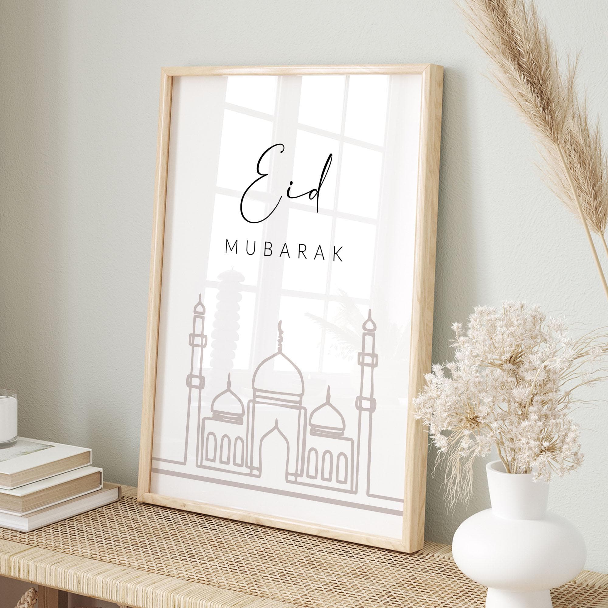 Minimalist Eid Mubarak Islamic Wall Art, Eid Decoration, Eid Digital Art Print, Modern Islamic Home Decor Islamic Gifts