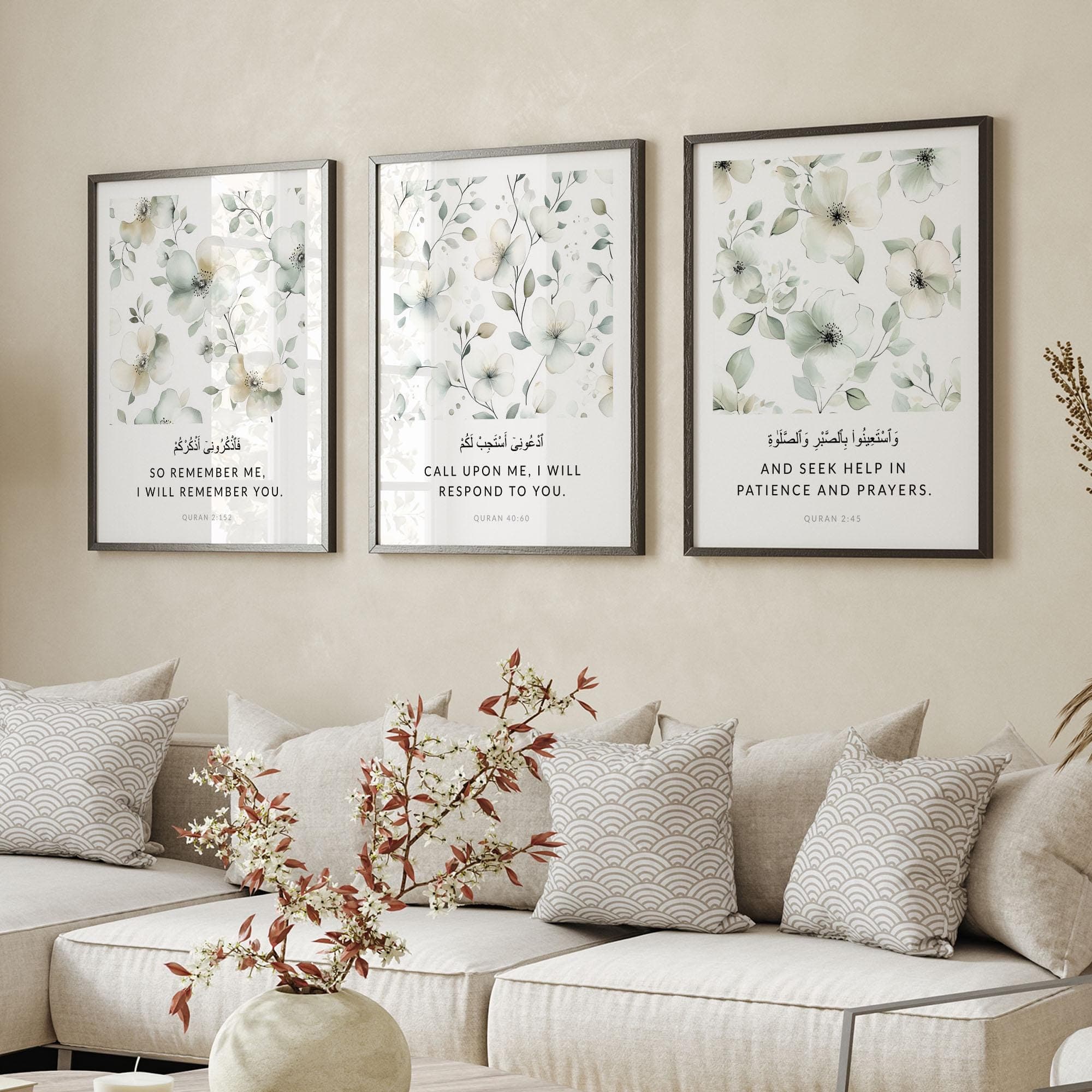 Islamic Wall Art, Set of 3 Islam Posters Digital Download, Muslim Printable Art, Quran Verse Prints, Islamic Gifts, Sage Green Home Decor - image 4