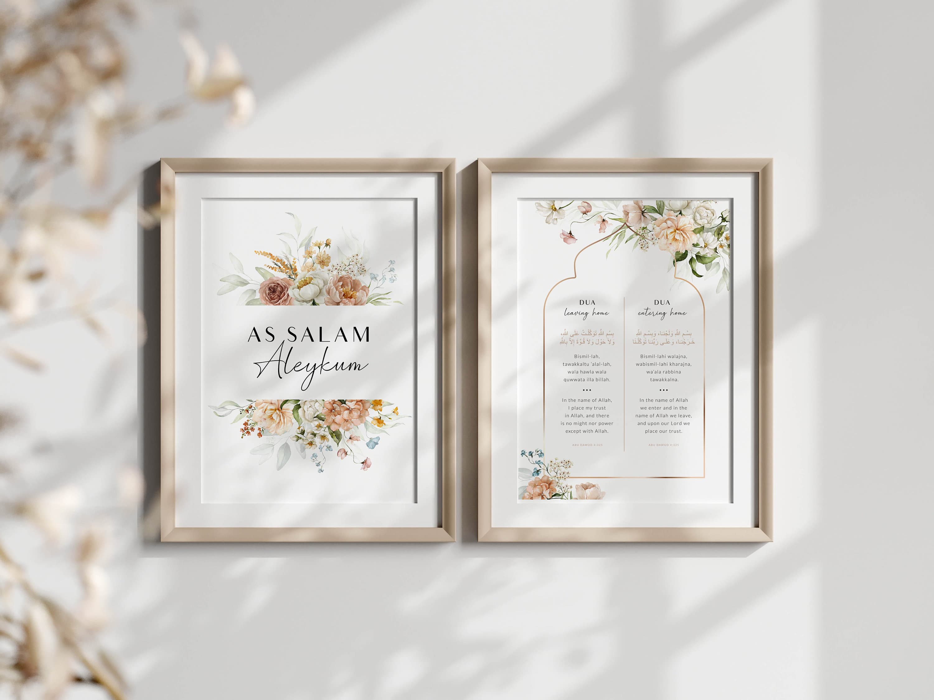 Islamic Wall Art, Set of 2 Islam Prints, Muslim Diptych Art, Islamic Gifts, Entryway Dua for Entering Leaving Home, Islamic Home Decor - image 5