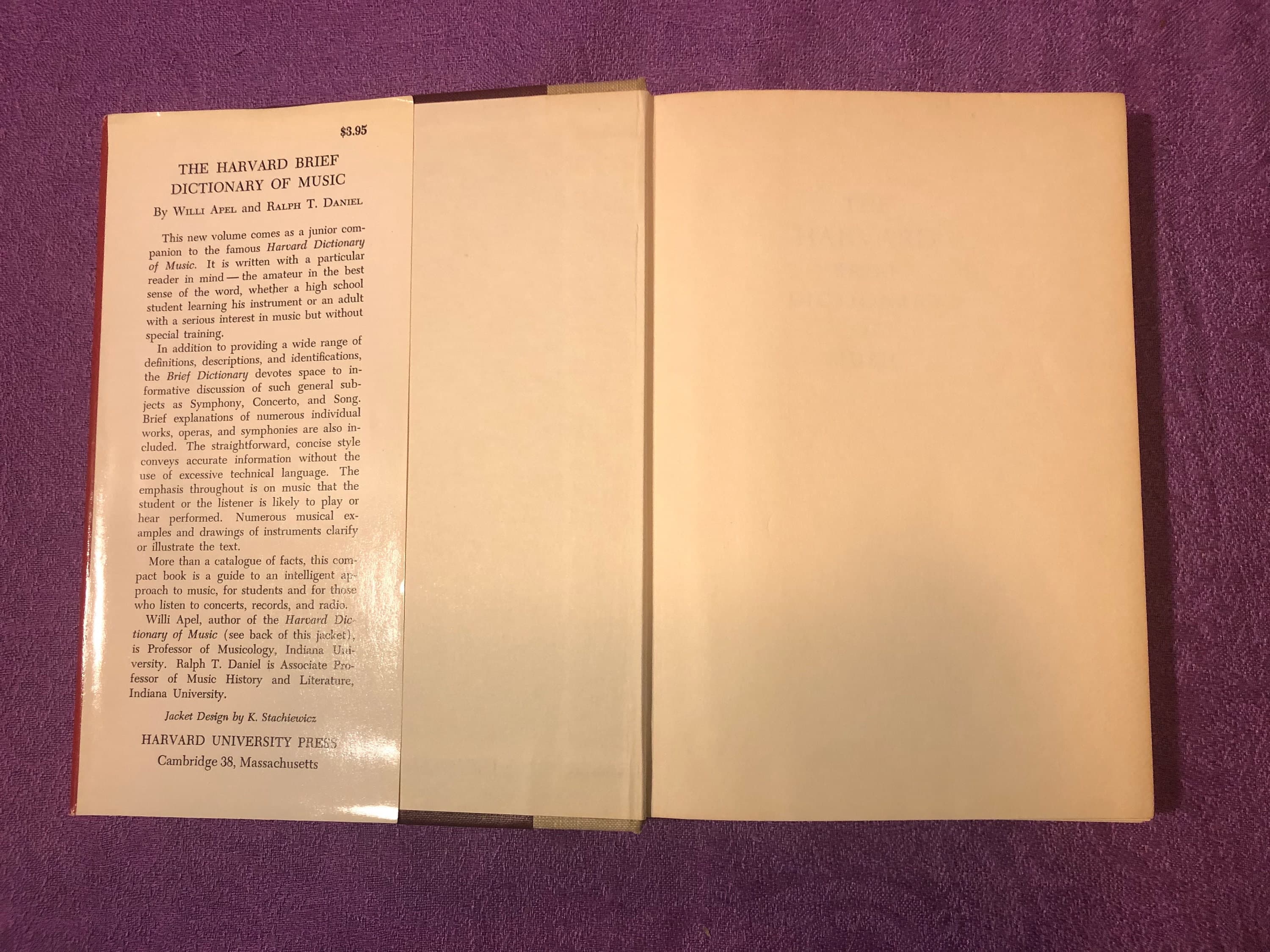 The Harvard Brief Dictionary of Music, by Willi Apel and Ralph T. Daniel, First Edition, Hardcover Book, 1960 - image 5