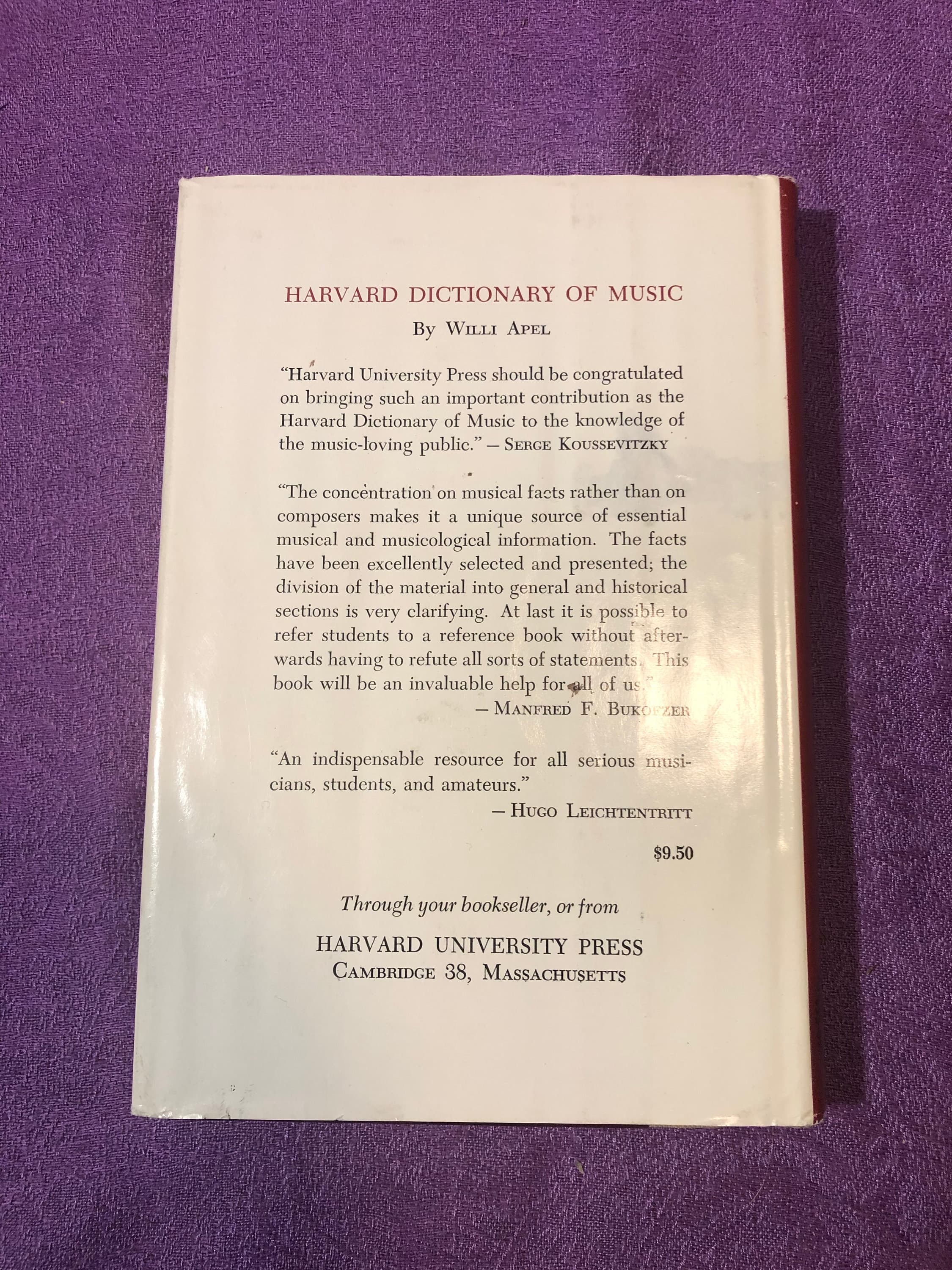 The Harvard Brief Dictionary of Music, by Willi Apel and Ralph T. Daniel, First Edition, Hardcover Book, 1960 - image 4
