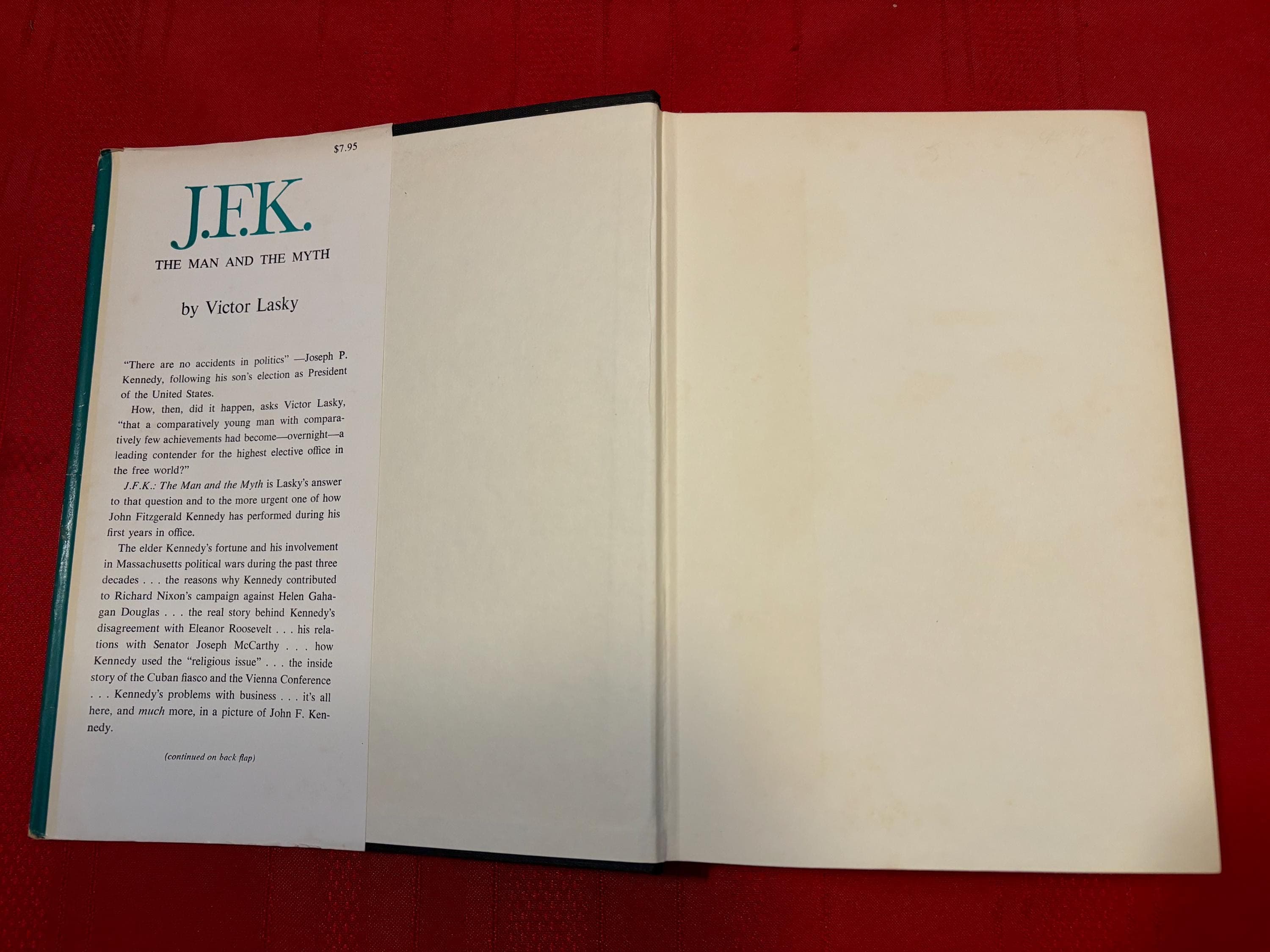 J.F.K. The Man & The Myth, A Critical Portrait, by Victor Lasky, First Edition, Twelfth Printing, Hardcover Book, 1963 - image 5