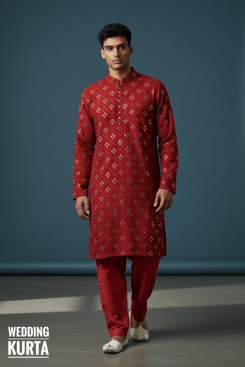 Man Mehndi Green Kurta & Matching Color Pyjama - Indian Style Luppi Mandarin Collar Kurta Sets - image 4