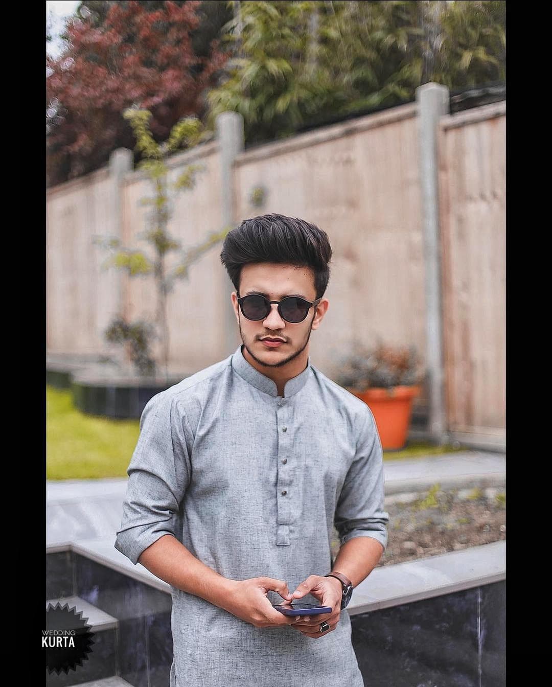 Gray Cotton-Silk Blend Kurta: Men's Wedding Ceremony Attire - image 3