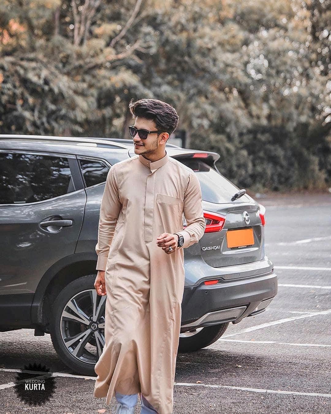 Handmade Beige Cotton Jubba Thobe: Islamic Menswear