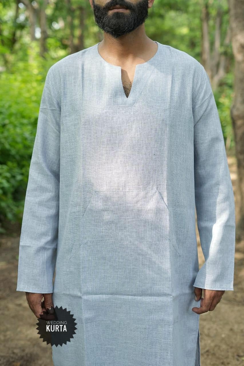 Handmade Gray Linen Kaftan Dress: Loose Fitting Khadi Cotton - image 3