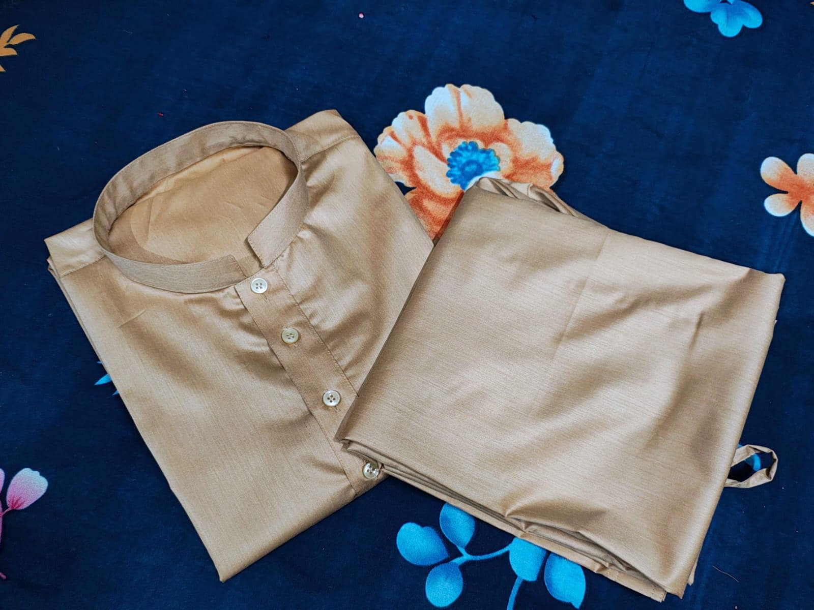 Beige Cotton Men's Kameez Shalwar Set: Indian Wedding Outfit - image 4
