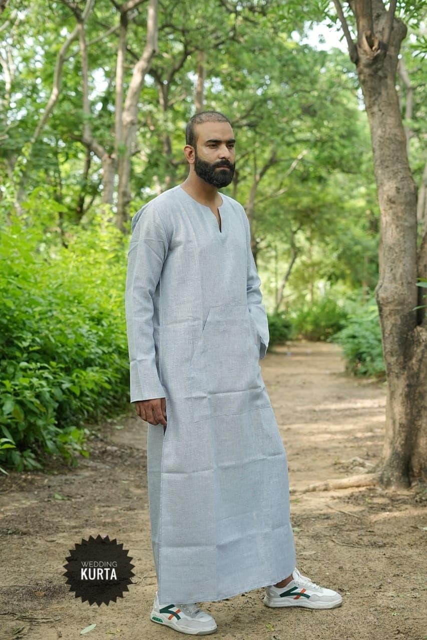 Handmade Gray Linen Kaftan Dress: Loose Fitting Khadi Cotton - image 5