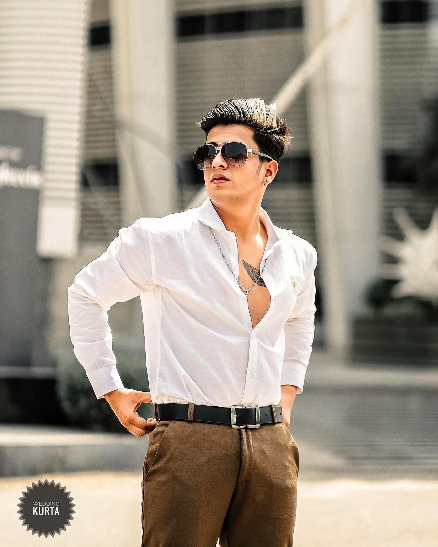Formal Indian Shirt: Men's White Organic Cotton Long Sleeve