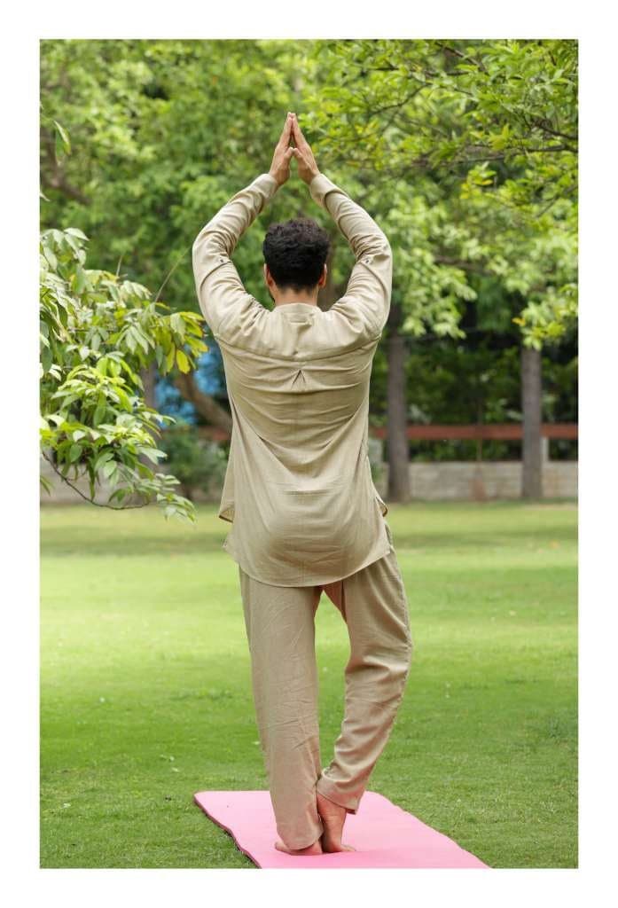 Men's Cotton Linen Yoga Kurta Pajama Set - Olive Green Meditation Suit - image 4