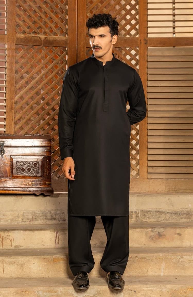 Men's Black Kameez Shalwar: Custom Pakistani Ethnic Clothing - image 4