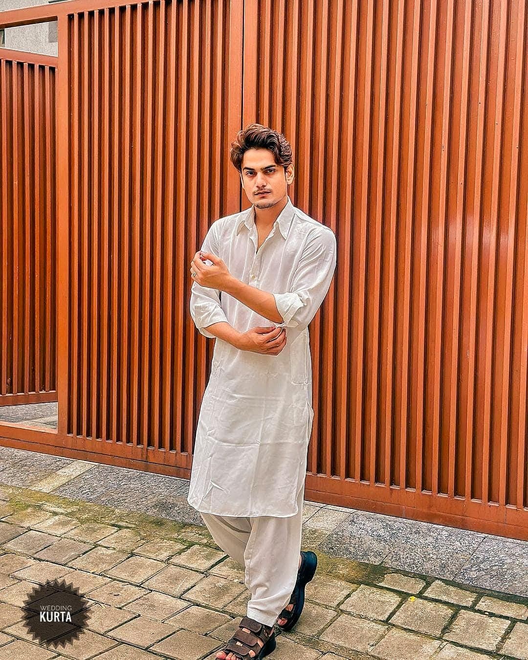 Handmade White Cotton Afghan Salwar Kameez Suit: Embroidered Men's Outfit