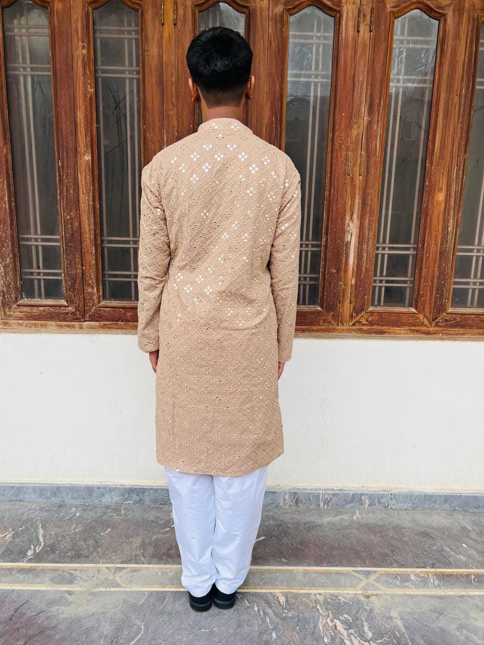 Custom Stitched Chikankari Kurta Pajama Set: Indian Wedding Outfit - image 5
