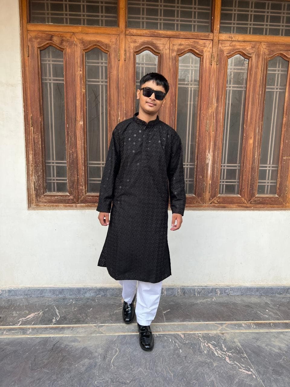 Men's Black Cotton Kurta Pajama Set: Indian Party Wear - image 5