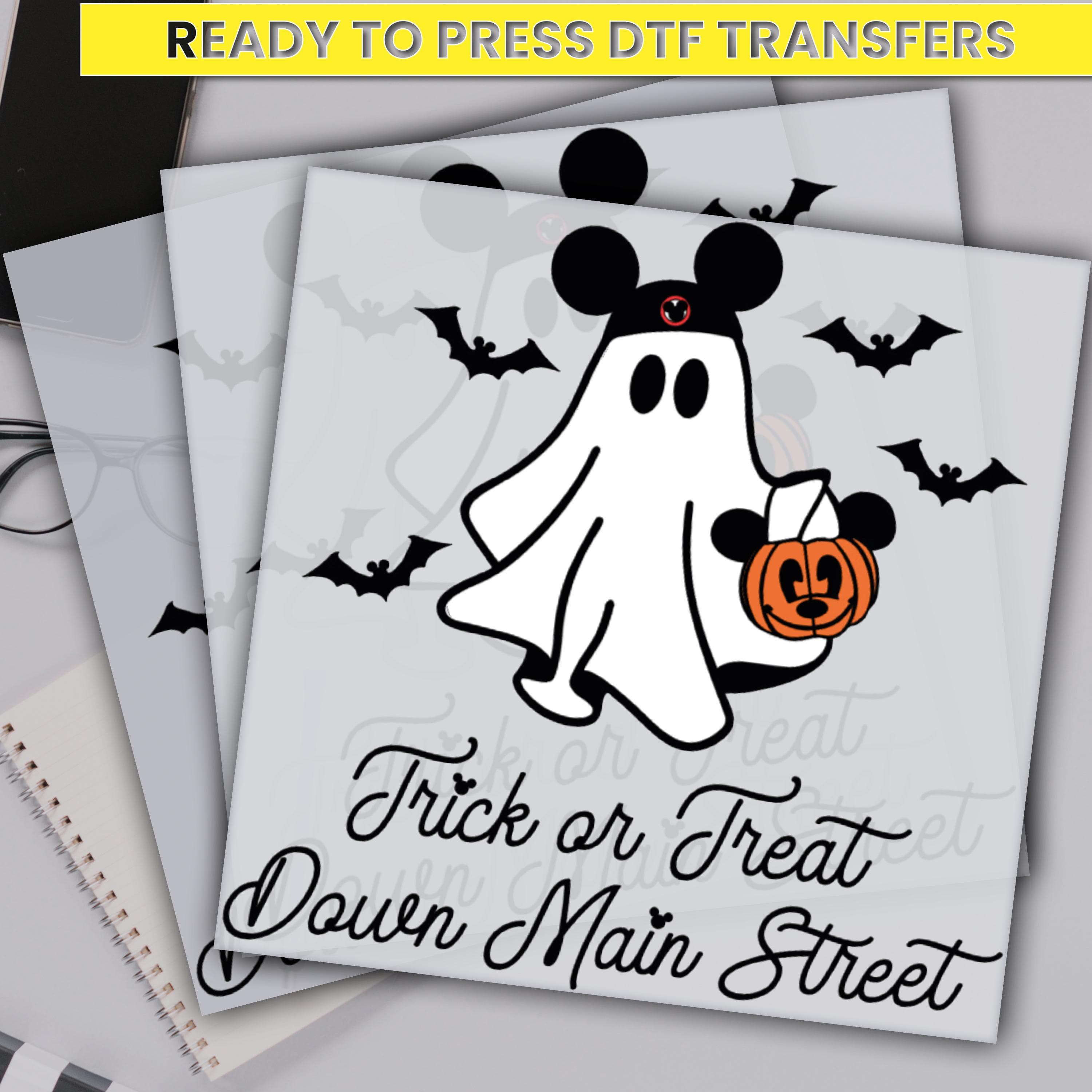 Trick or Treat Dtf Transfer, Halloween Mickey's Ghost Dtf Prints, Ready For Press,Custom Dtf Transfers,Full Color Heat Transfer,DTF Prints