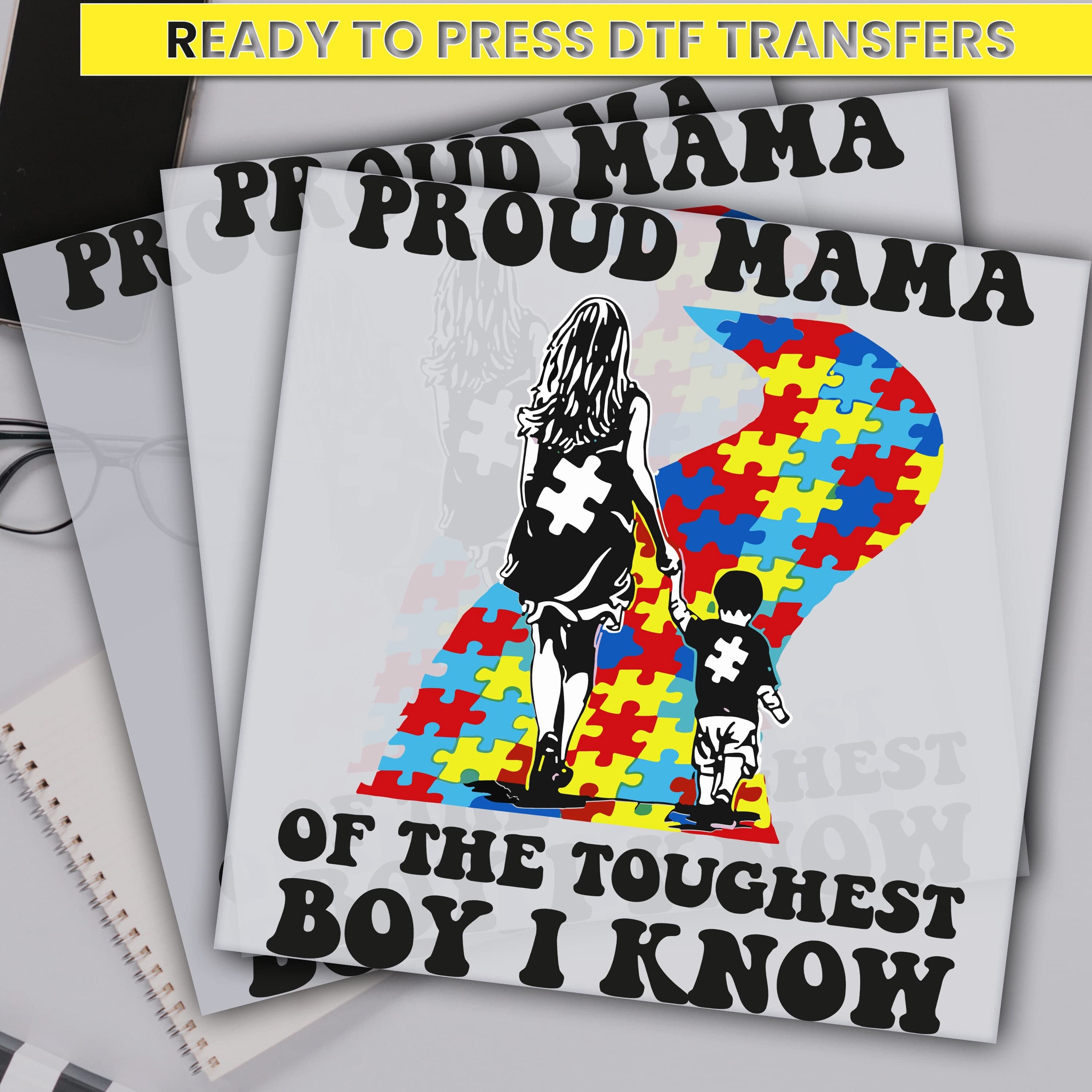 Proud Mama Of The Toughest Boy I Know Dtf Transfer, Autism Support Ready For Press, Custom Dtf Transfers,Full Color Heat Transfer,DTF Prints
