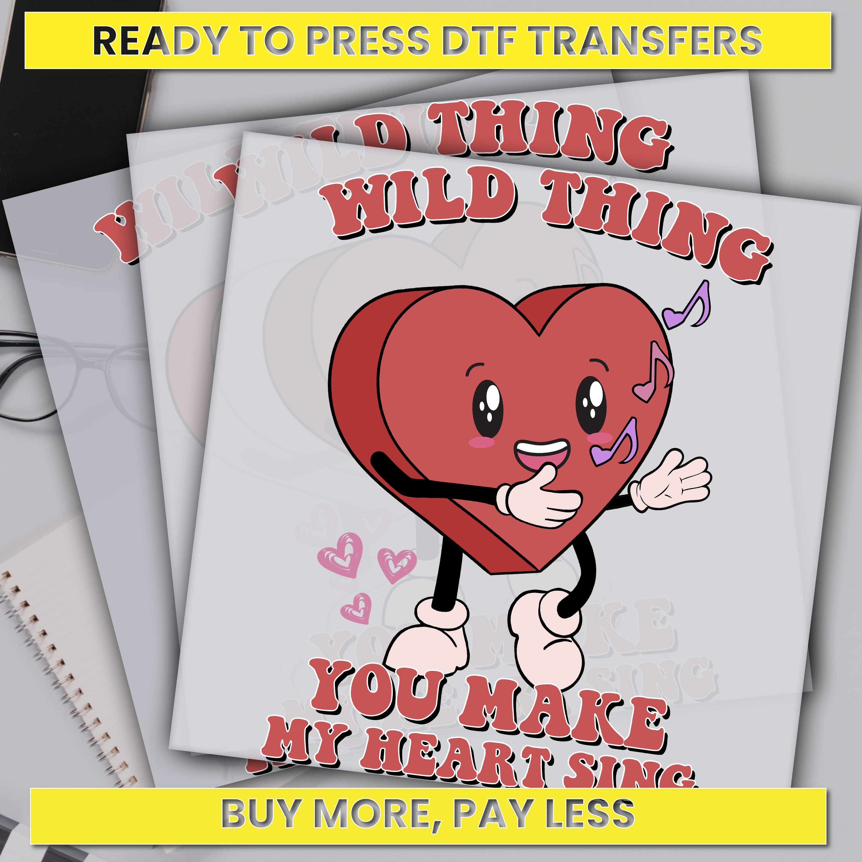Wild Thing You Make My Heart Sing, Valentine's Day Dtf Transfer, Ready For Press, Custom Dtf Transfers,Full Color Heat Transfer,DTF Prints