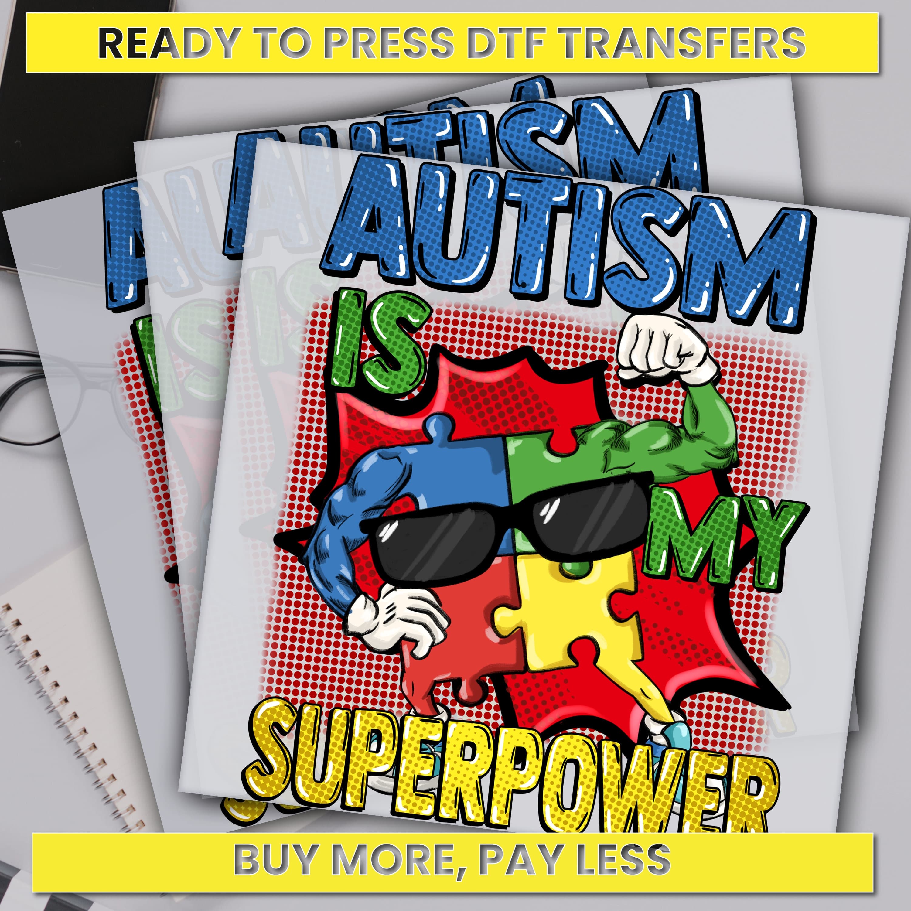 Autism Awareness Dtf Transfer, Autism Superpower Ready For Press, Custom Dtf Transfers, Full Color Heat Transfer, DTF Prints